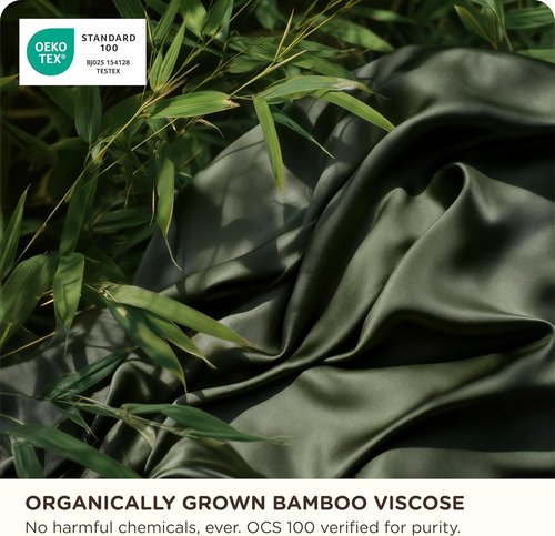 Bedsure Queen Sheet Set - 100% Organic Bamboo Viscose | Cooling & Silky Soft | 18" Deep Pocket | Oeko-Tex Certified [Olive Green]