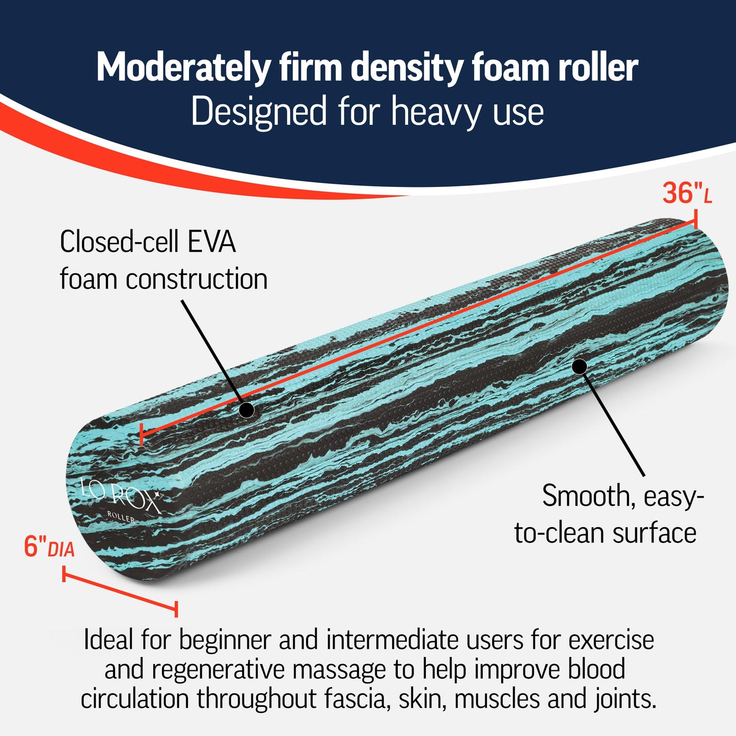 OPTP Lo Rox Foam Roller by Fascia and Alignment Expert Lauren Roxburgh – 36 Inch Foam Roller for Exercise, Self-Massage and Muscle Recovery