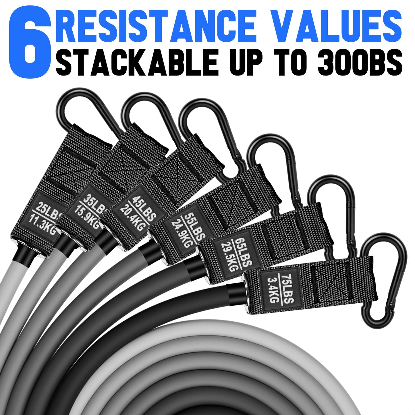Heavy Resistance Bands for Working Out, 300lbs/360lb/420lb Exercise Bands Workout Bands with Handles, Door Anchor, Ankle Straps, Home Gym Workout Equipment for Men Fitness Strength Training Stretching