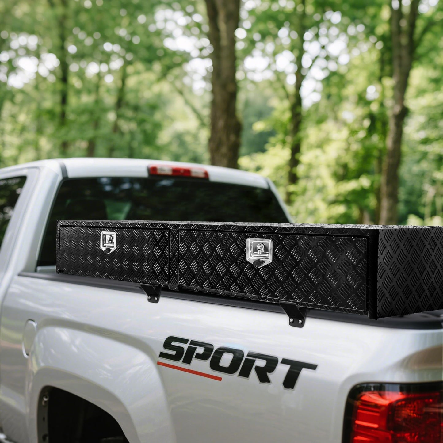 GarveeTech 72 in Truck Tool Box Heavy Duty Aluminum Storage Tool Box, Tool Chest Organizer w/Lock and Keys For Pickup, Truck Bed, RV, Trailer, Waterproof Black Box, 72 in x 16 in x 13 in