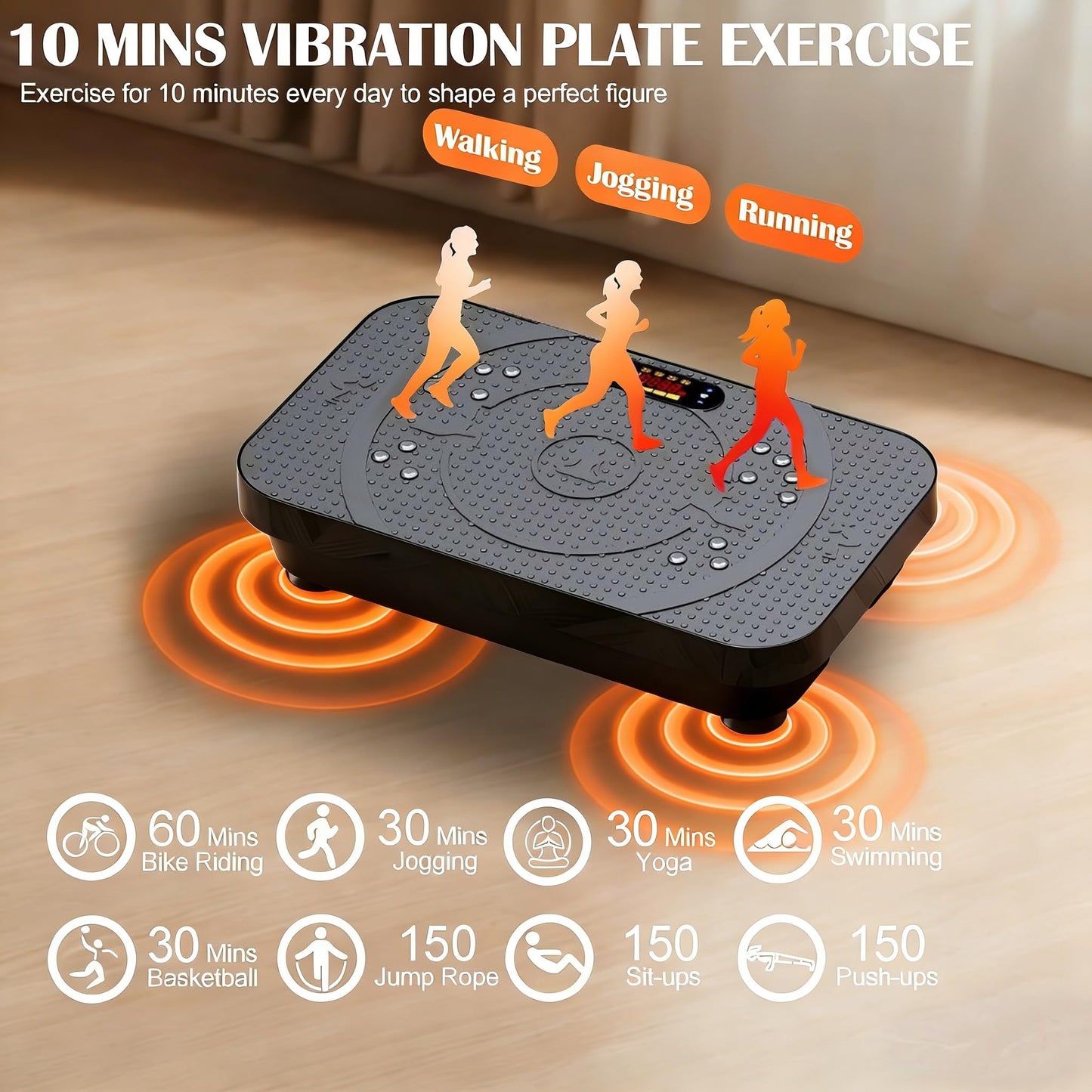 PBYRD Vibration Plate Exercise Machine -Full Body Shaker with Auto Mode, Acupressure Massage & Silicone Pedal, for Lymphatic Drainage, Weight Loss & Fat Burning, Home Fitness Equipment for Woman & Men