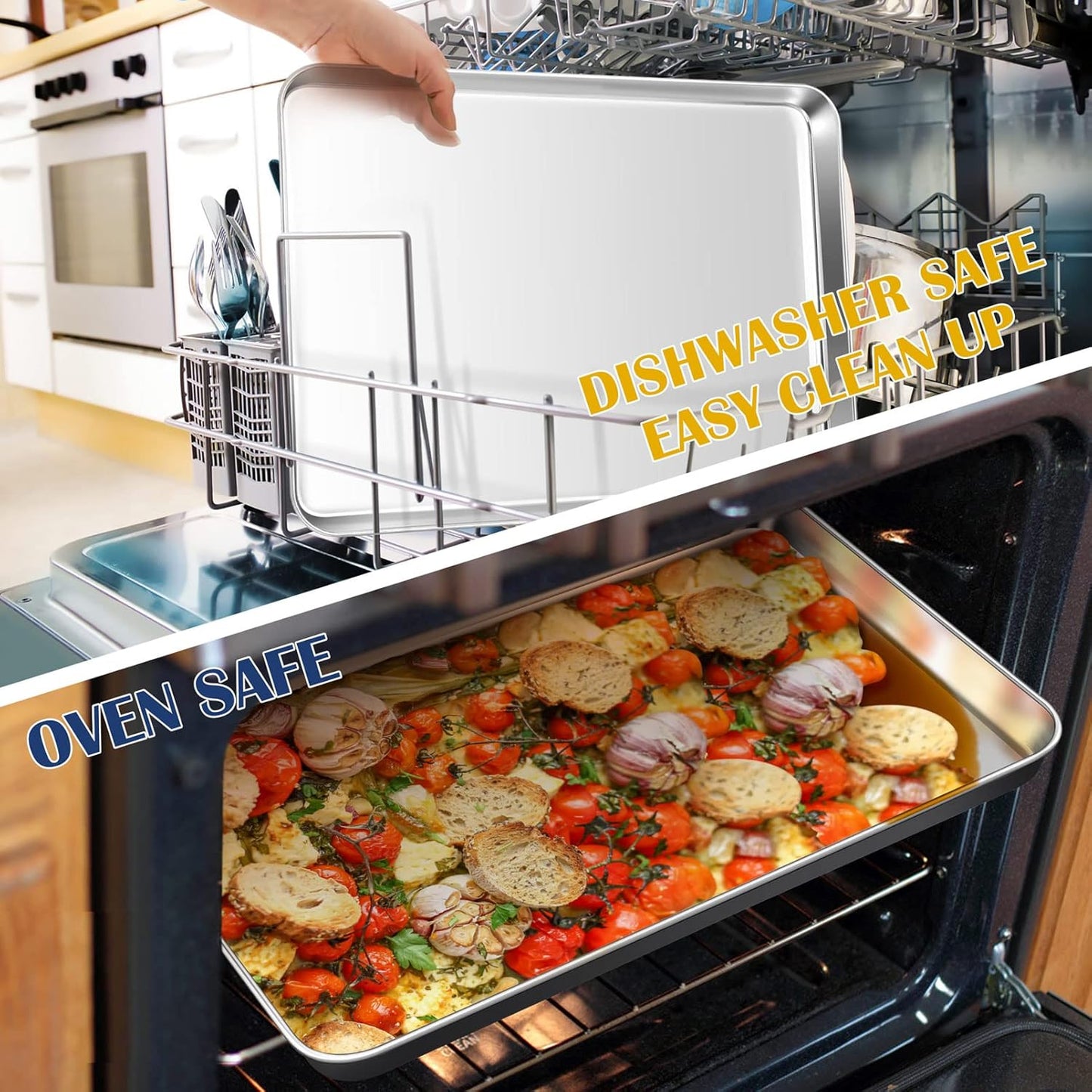 P&P CHEF 17.3 Inch Stainless Steel Baking Cookie Sheet - Heavy Duty & Dishwasher Safe, Set of 2