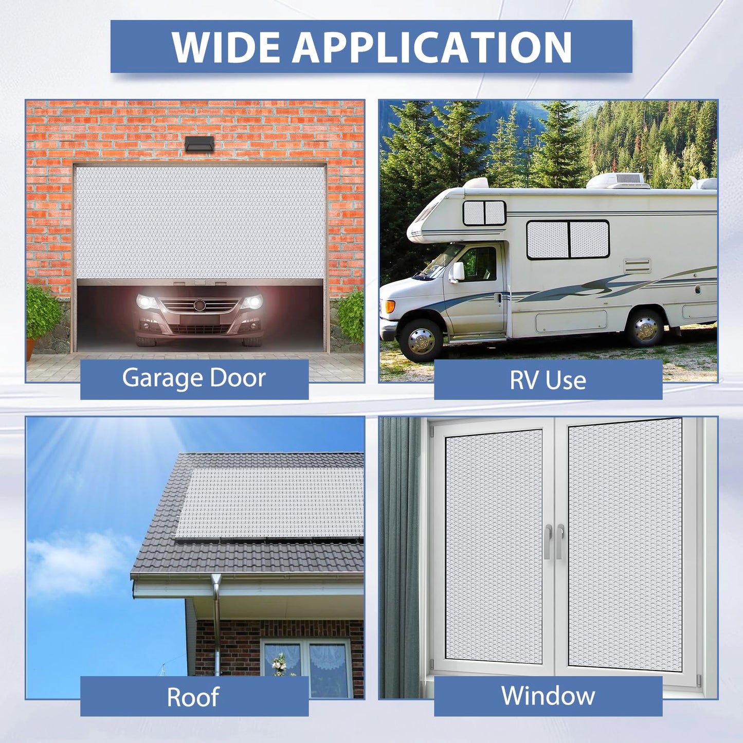 Reflective Bubble Insulation Sheet 6MM Thick Double Bubble Aluminum Foil Shield Garage Door Insulation Panels Kit Radiant Barrier for Windows RV Roof Attic Wall (20.5IN X 54IN, 8 PCS)