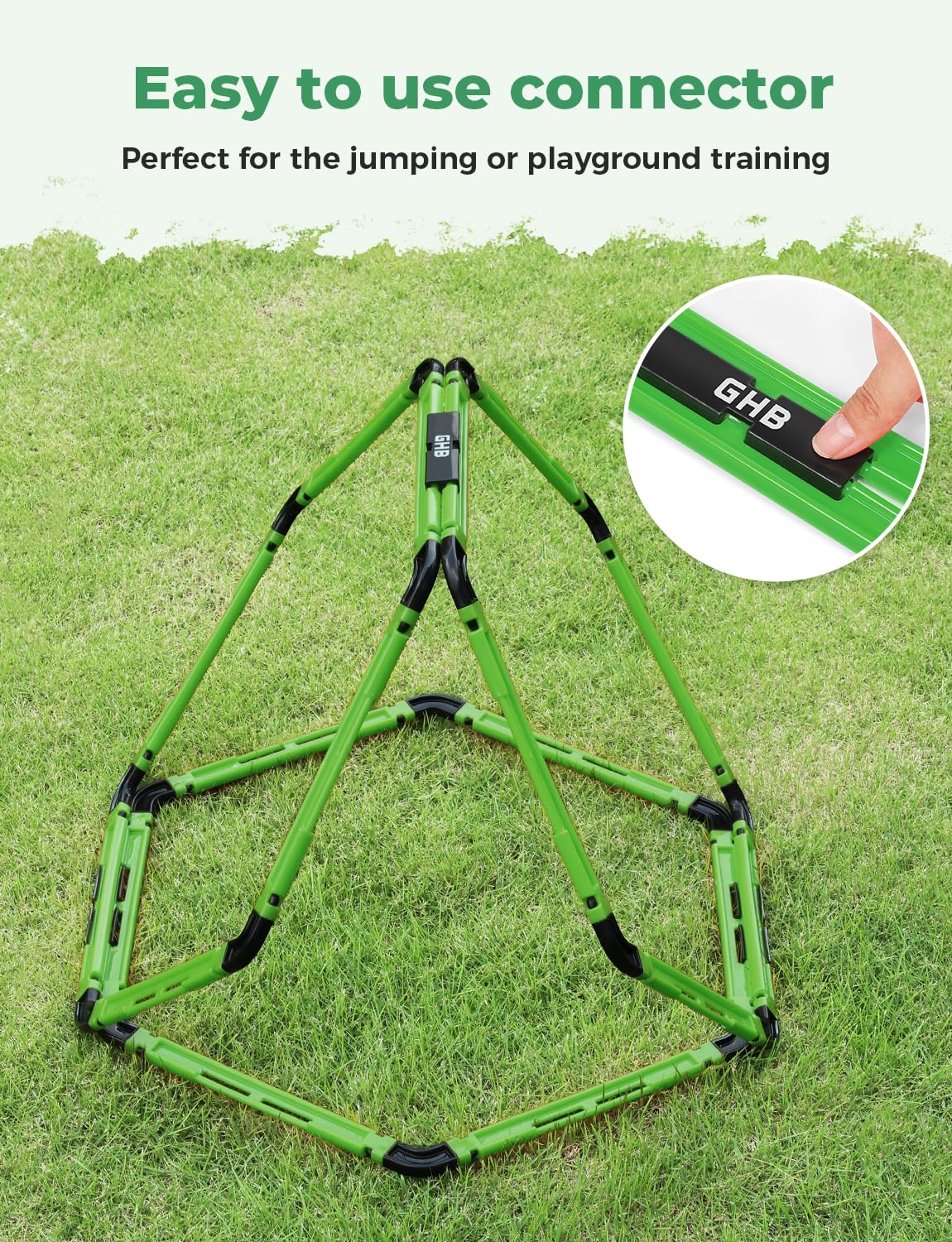 GHB Hex Agility Rings Speed Rings with Carrying Bag 6 Set Portable Hexagon Rings, Agility Ladder for Agility Footwork Training (Green)
