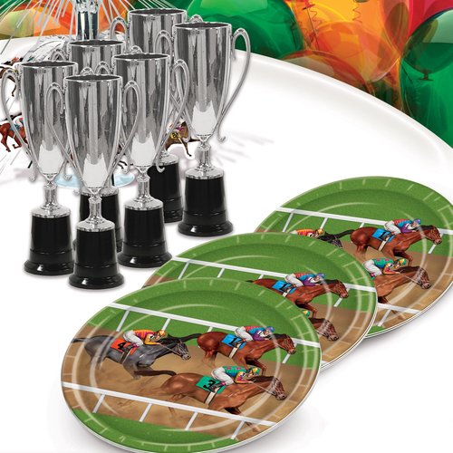 Beistle Trophy Cup Awards – 6 Pack, Silver Metallic Trophy Cups on Black Base, Classic Recognition Display for Sports Events & Team Recognition, Celebrations & Award Ceremonies, 8½"