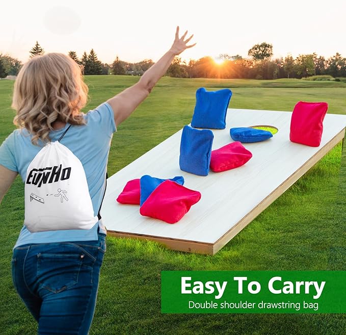 EunHo Cornhole Bags Set of 8 Regulation Size & Weight Corn Hole Bean Bags Official Professional All Weather for Tossing Game with Carry Case