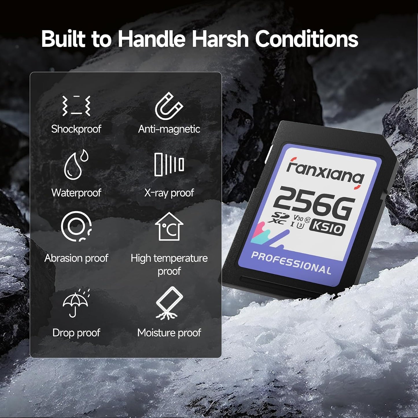 fanxiang 256GB C10, U3, V30, 4K 100/50 SDXC Memory Card SD Card, UHS-I, Full-HD & Video, Up to MB/s Read/Write