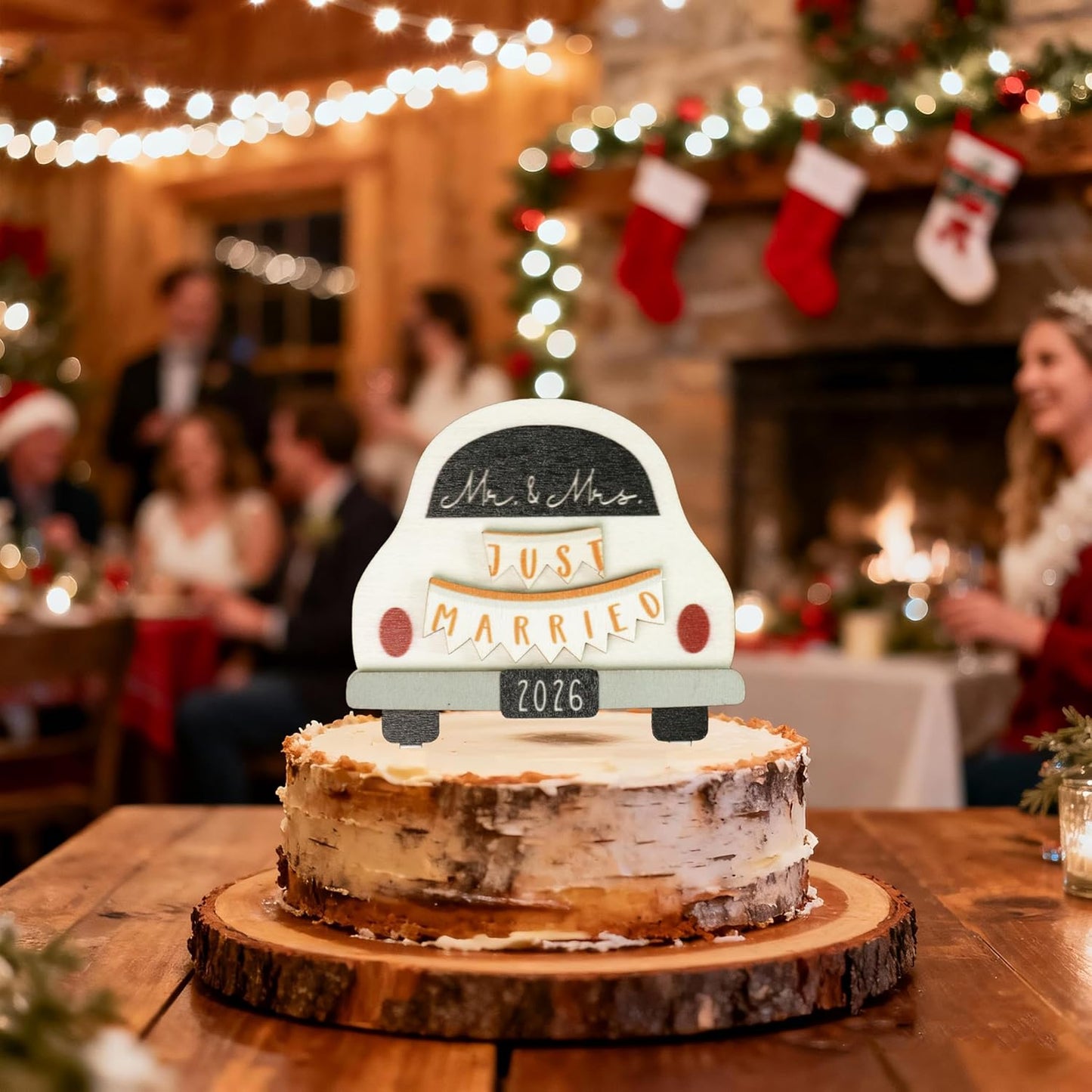 Wooden Wedding Cake Topper - Rustic Mr & Mrs 2026 Just Married Sign | Perfect Bridal Shower Decoration