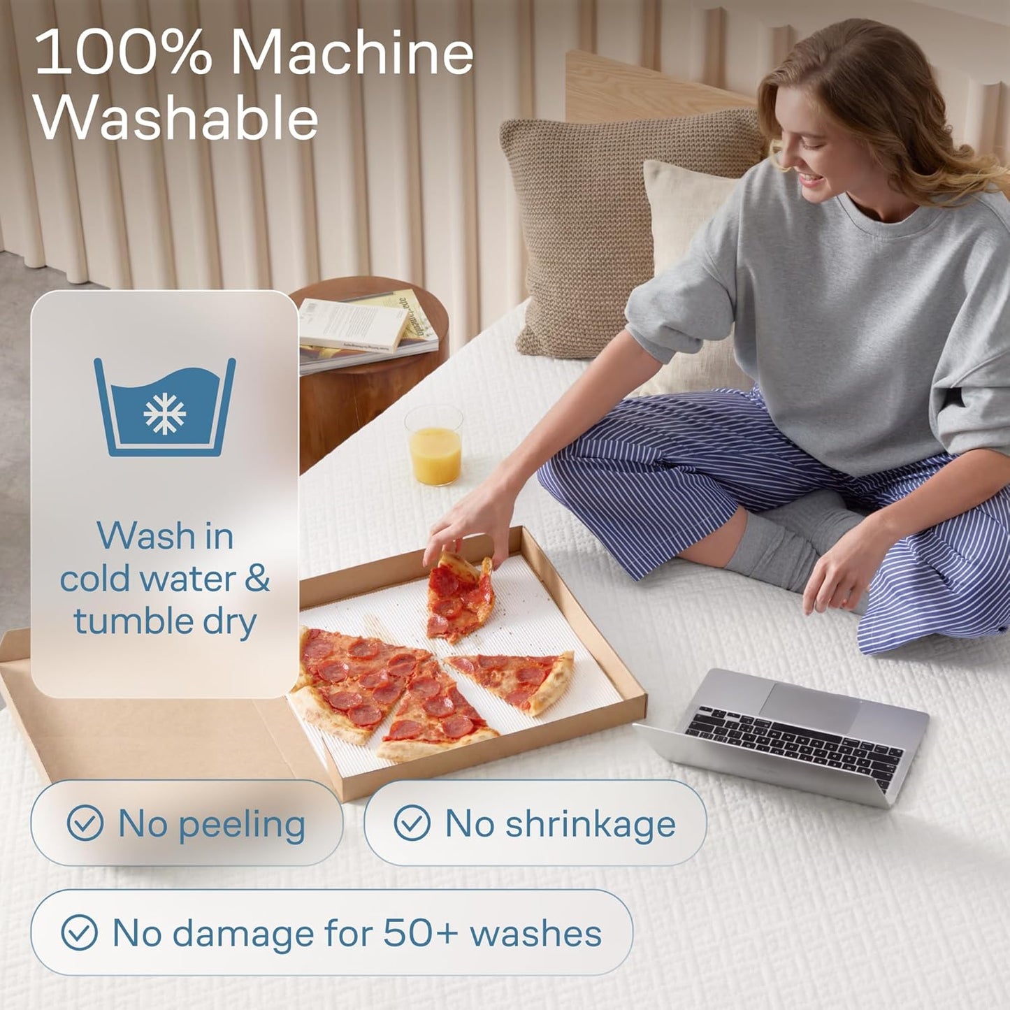 100% Waterproof Mattress Protector by [Brand Name] - Full Size, Noiseless & Cooling Bamboo Viscose for Ultimate Spill & Stain Defense (White)