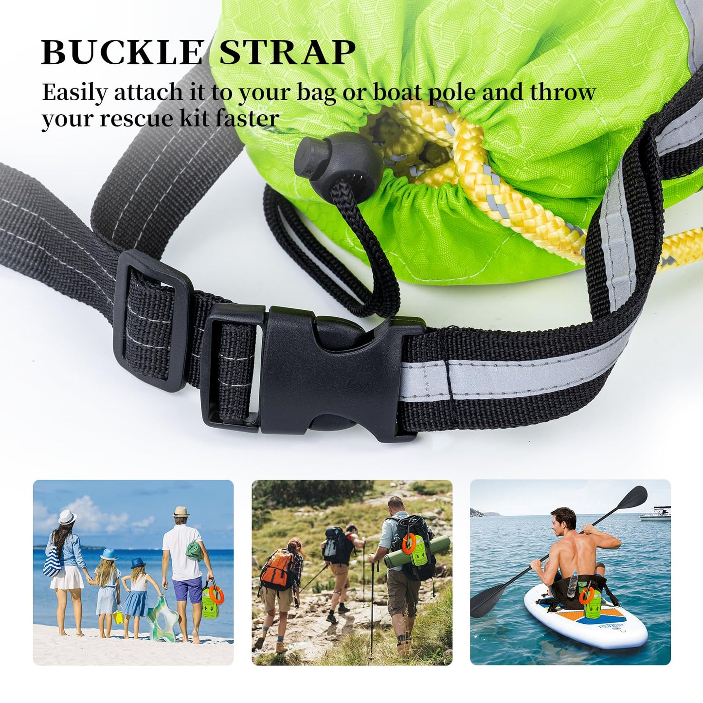 AOLEBA Water Rescue Throw Bag with 8MM Reflective Rope, 1900lbs Tensile Strength Emergency Safety Gear for Boating, Kayaking, Rafting, Floating Throw Bag Throwable Device with Quick Deployment Design