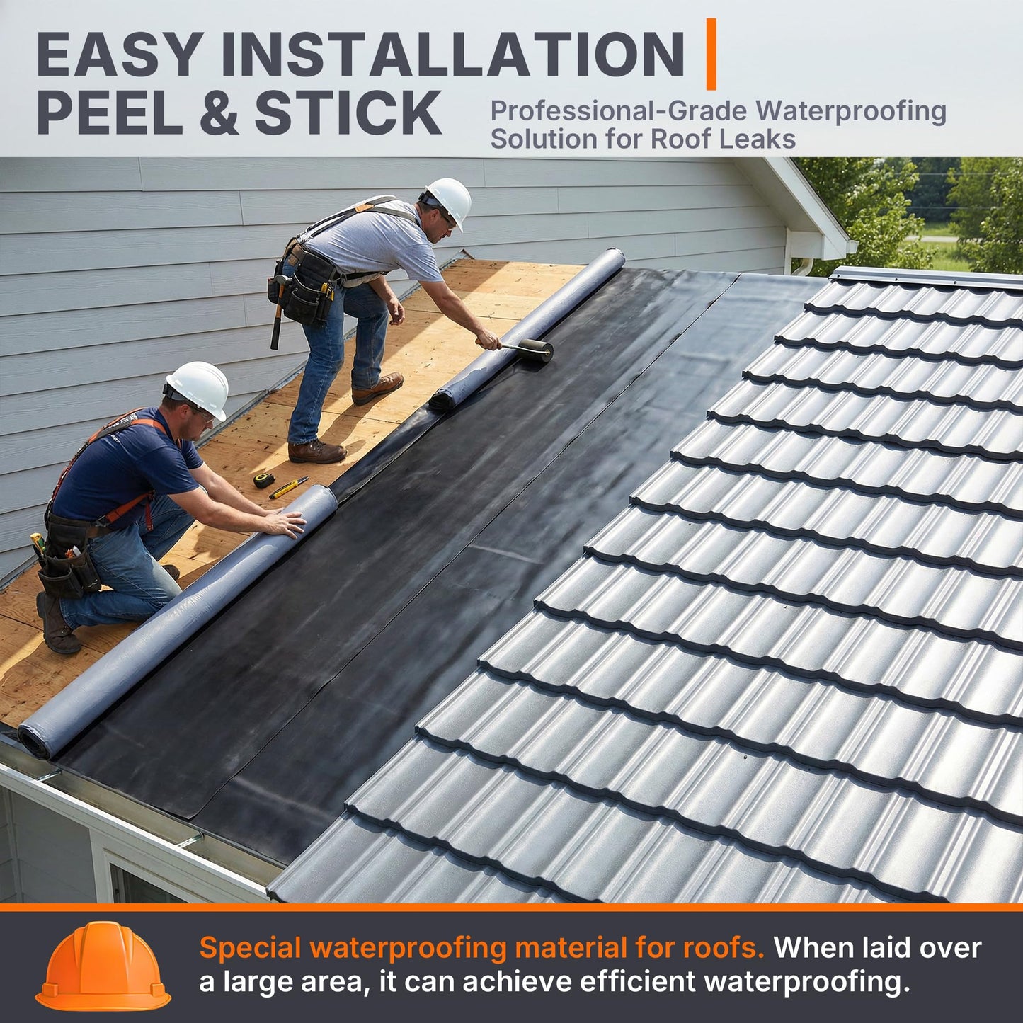 SFNSM 50 Mil EPDM Rubber Roofing Materials, Self-Adhesive Waterproofing Membrane for Roof 39 in x 16 ft, Underlayment Waterproof Membrane Foundation for Flat/Metal Roof, RV, Terrace Building Materials