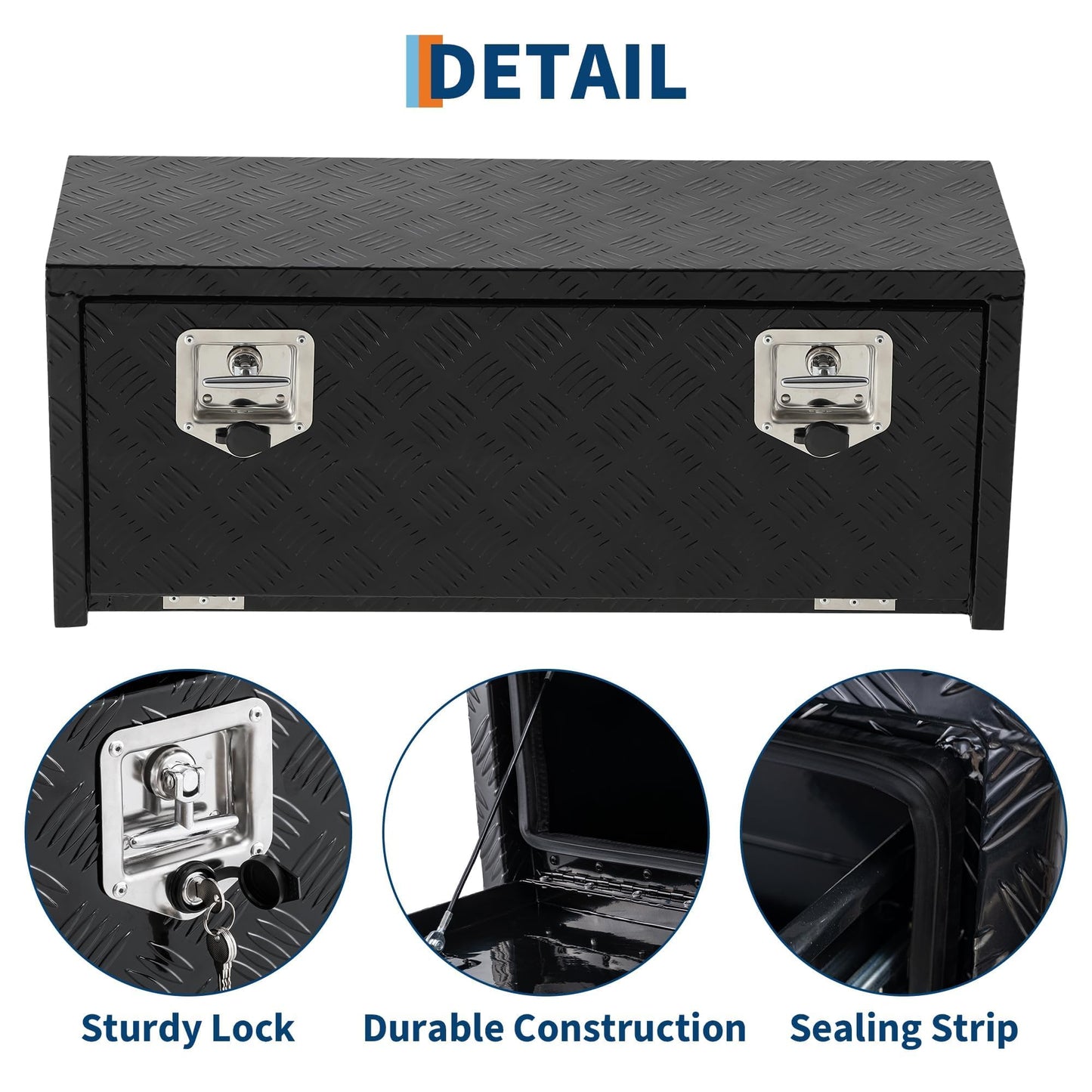 ActiveTrail Heavy Duty Aluminum Truck Bed Tool Box, Waterproof Trailer Storage Box with t-Handle & Lock, 18"X18"X36" Storage Toolbox for Pickup Truck Bed, RV, Trailer
