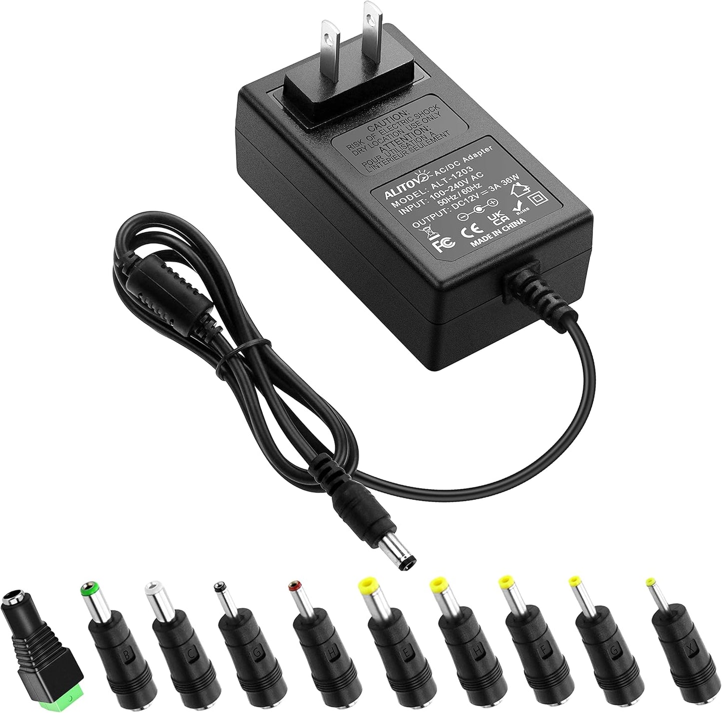 ALITOVE 12V 3A 12 36W 2.5A 2A 1.5A 1A Replacment 4.92Ft 10 Power Supply DC Volt AC Adapter Power Cord Converter