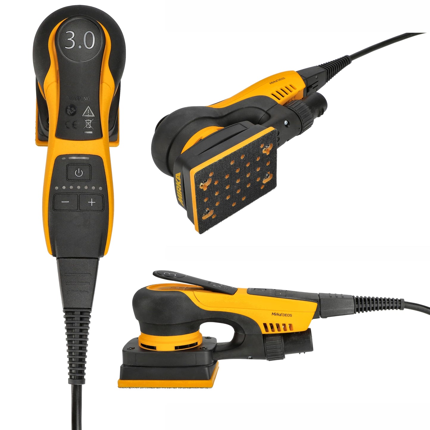 Mirka DEOS II 343X 3" x 4" Electric Orbital Sander, Brushless Motor, Adjustable Speed, Bluetooth-Ready, Dust-Free Sanding – Ideal for Tight Spaces & Detail Work