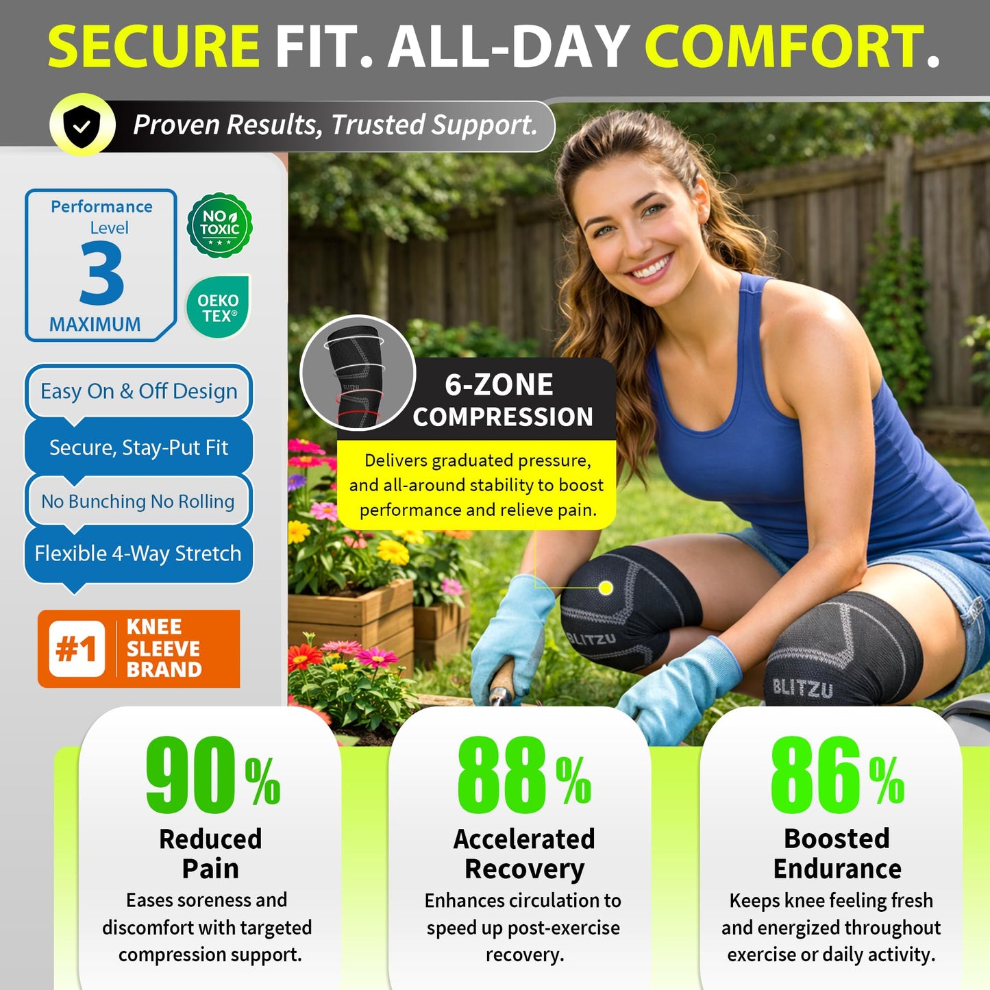 Knee Brace for Meniscus Tear 2 Pack, Knee Compression Sleeve for Men and Women, Knee Support for Arthritis, Swelling, Inflammation, ACL, Pain Relief, Running, Workout, Sports and Recovery Black L