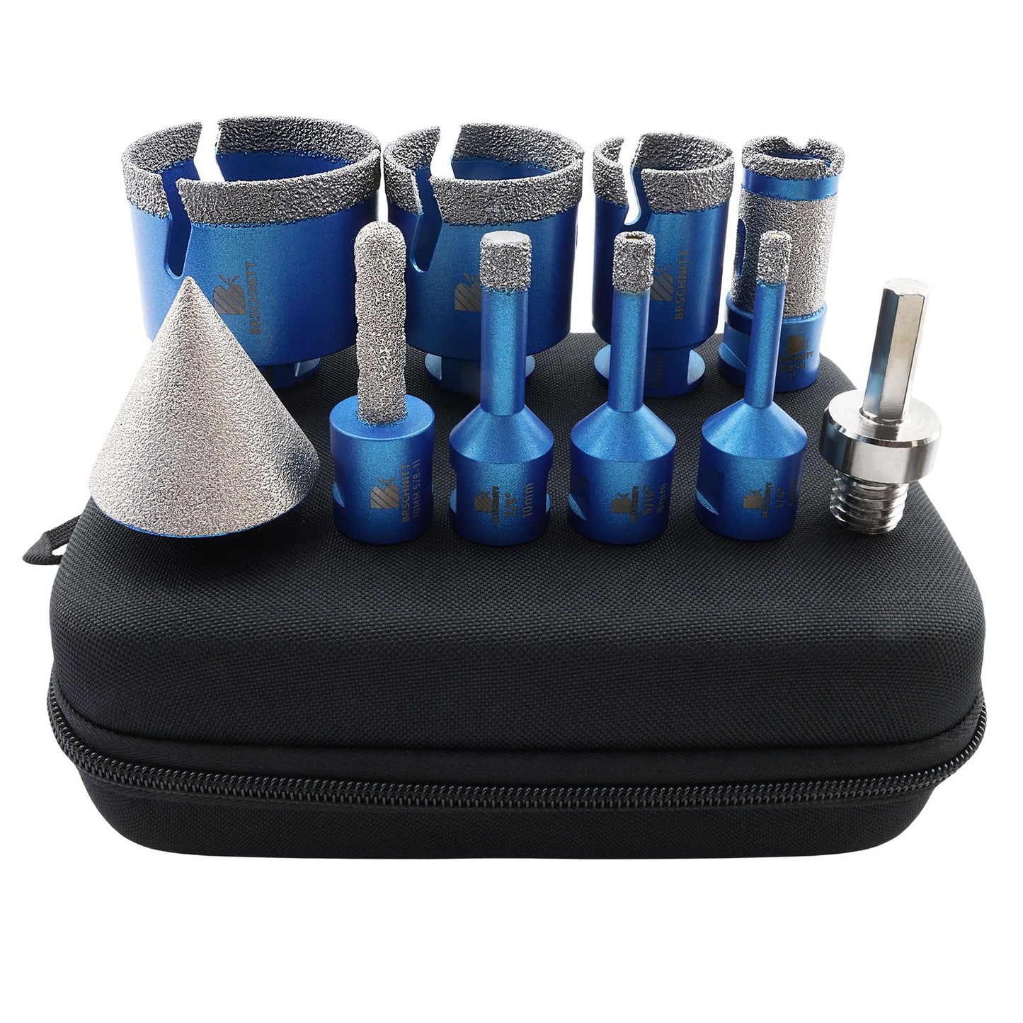 Diamond Core Drill Bit Set - BRSCHNITT 10pcs Tile Hole Saw Kit Diamond for Porcelain Tile Ceramic Marble Granite Drilling,Finger Chamfer Bit