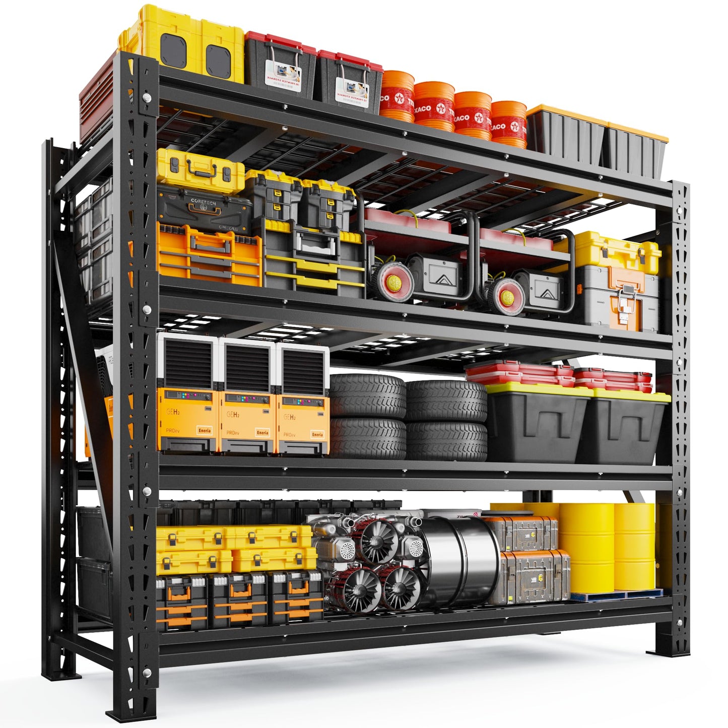 Romorgniz 5000LBS Heavy Duty Garage Shelving, 60" W Storage Shelves with Wire Deck, Rust/Water Resistant, 4 Tier Adjustable Industrial Shelving for Warehouse Basement, 18" D Deep x 72" H, Black
