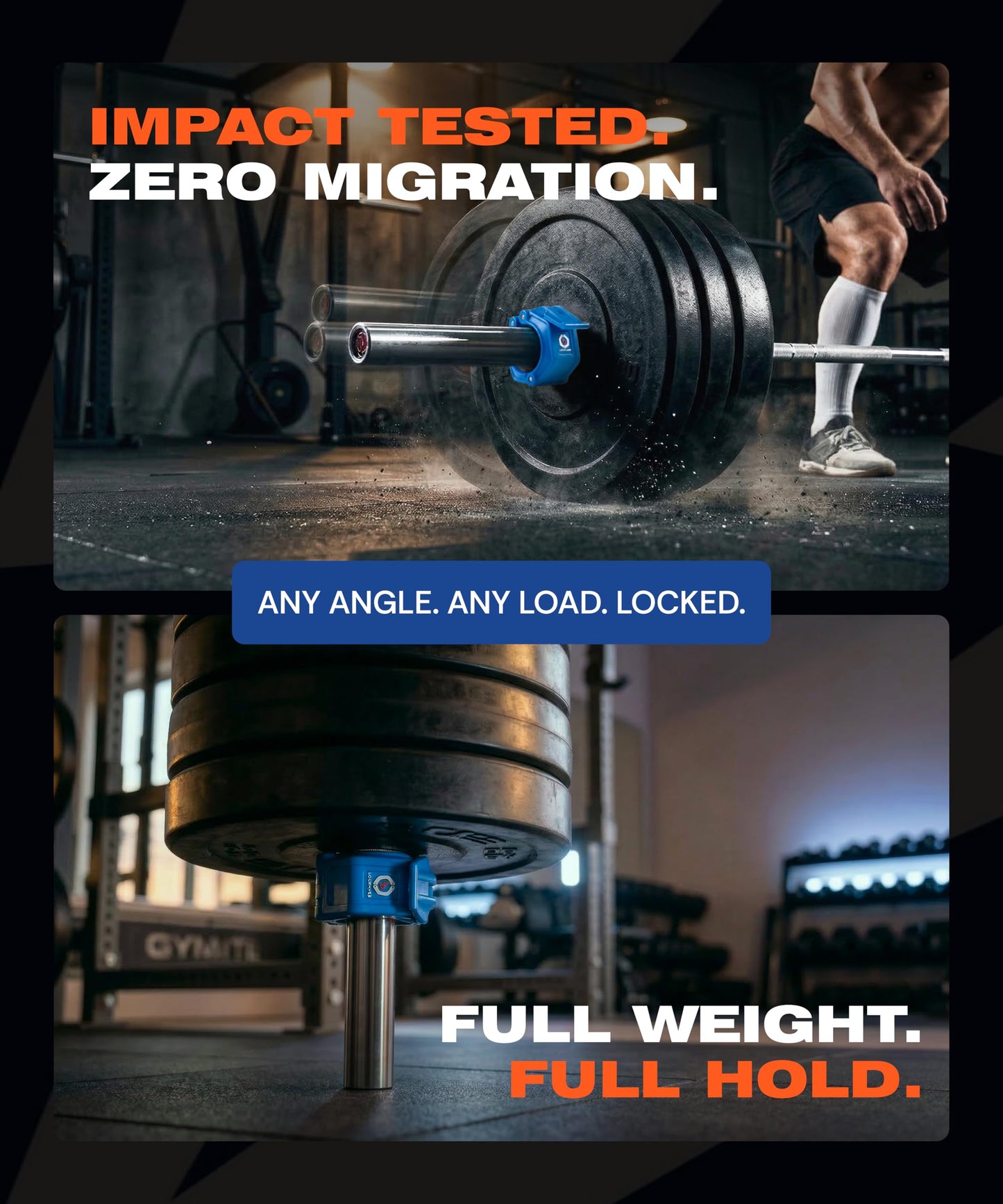 Lock-Jaw OLY 2 Barbell Collars Olympic Barbell Clamps 2 Pcs – Heavy Duty Bar Clamps for 2” & 50mm Olympic Bars – Secure Weight Bar Clamps for Strength Training & Home Gym Accessories – Blue