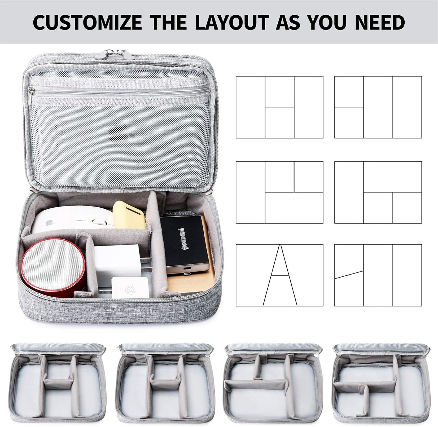mygreen Electronics Organizer, Electronic Accessories Double Layer Travel Cable Organizer Cord Storage Bag for Cables