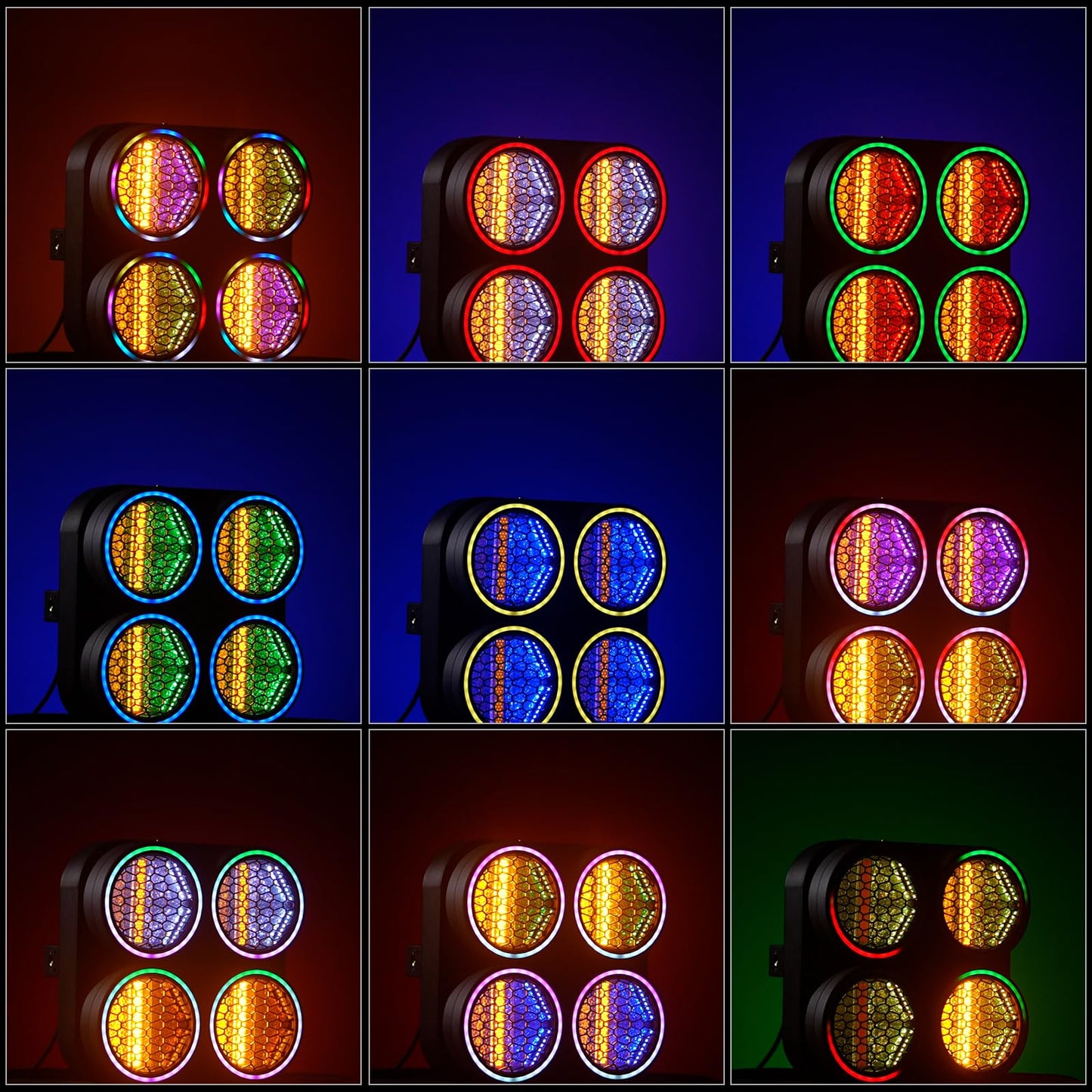 XFALIGHTS COB Stage Lights, RGBWA LED Blinder Spotlight, Par Can Stage Light Retro Matrix Light with Golden Halo Effect, DMX512 Sound-Active Uplighing for Party DJ Party Club Wedding Events