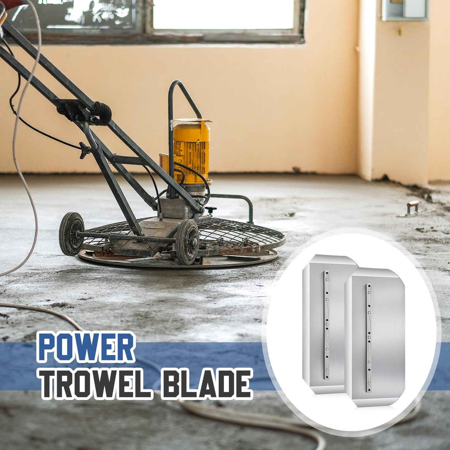 Lanties 8 Pcs Power Trowel Blades 8“x 18” Stainless Steel Combination Blades for Concrete Masonry Refinishing