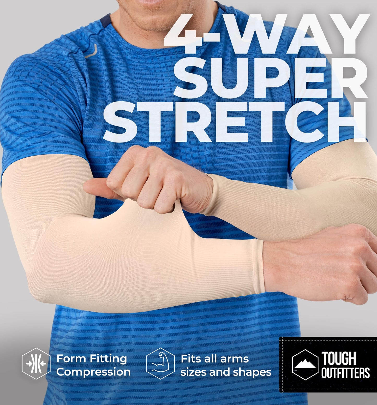 Tough Outdoors UV Arm Sleeves for Men and Women - Sun Protection Sleeves - Compression, Golf, Baseball, Cooling, Tattoo Arm Sleeve - Mangas Para El Sol Para Hombre