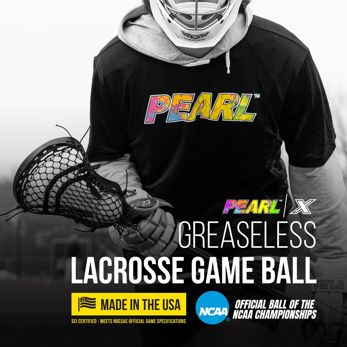 PEARL X Greaseless Lacrosse Balls by Guardian Innovations, 10 Pack, White - Official Ball of NCAA Championships - Meets NOCSAE Standards and SEI/NCAA Certified