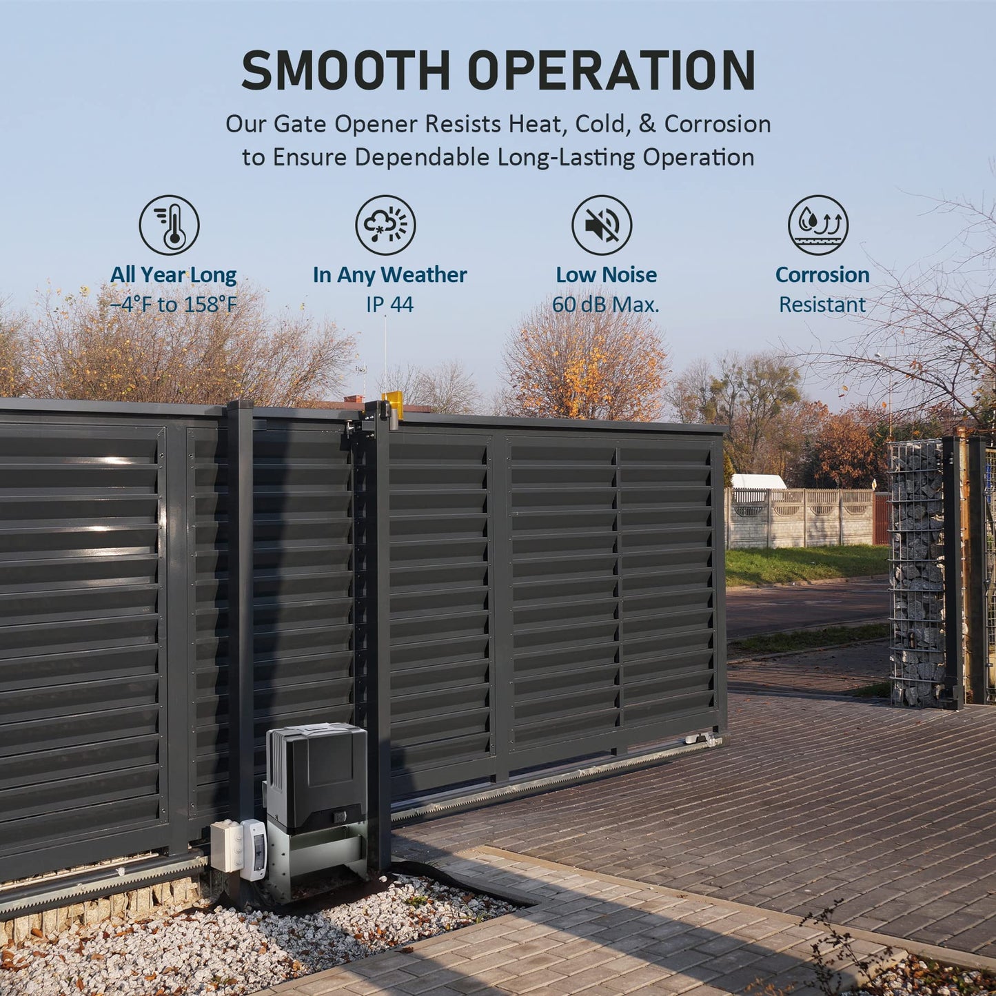 CO-Z 4400 lb Automatic Sliding Gate Opener with 3 Remote Controls, Electric Rolling Driveway Fence Slide Gate Motor, Complete Gate Operator Hardware Security System Kit for Sliding Gate Up to 40 Feet