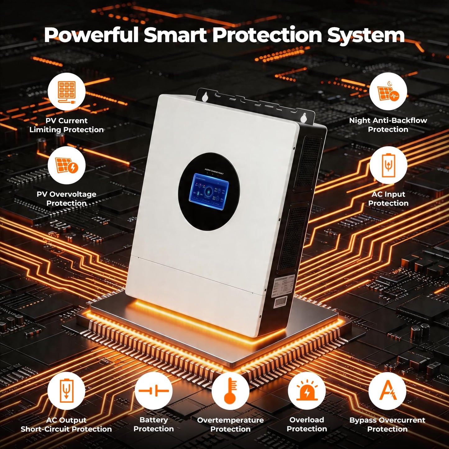 AuraSolar 8000W Hybrid Solar Inverter 48V DC to 120V/240V AC Split Phase, Pure Sine Wave Inverter Built-in MPPT 120A Charge Controller, Power Converter for Home Backup Off Grid Solar System