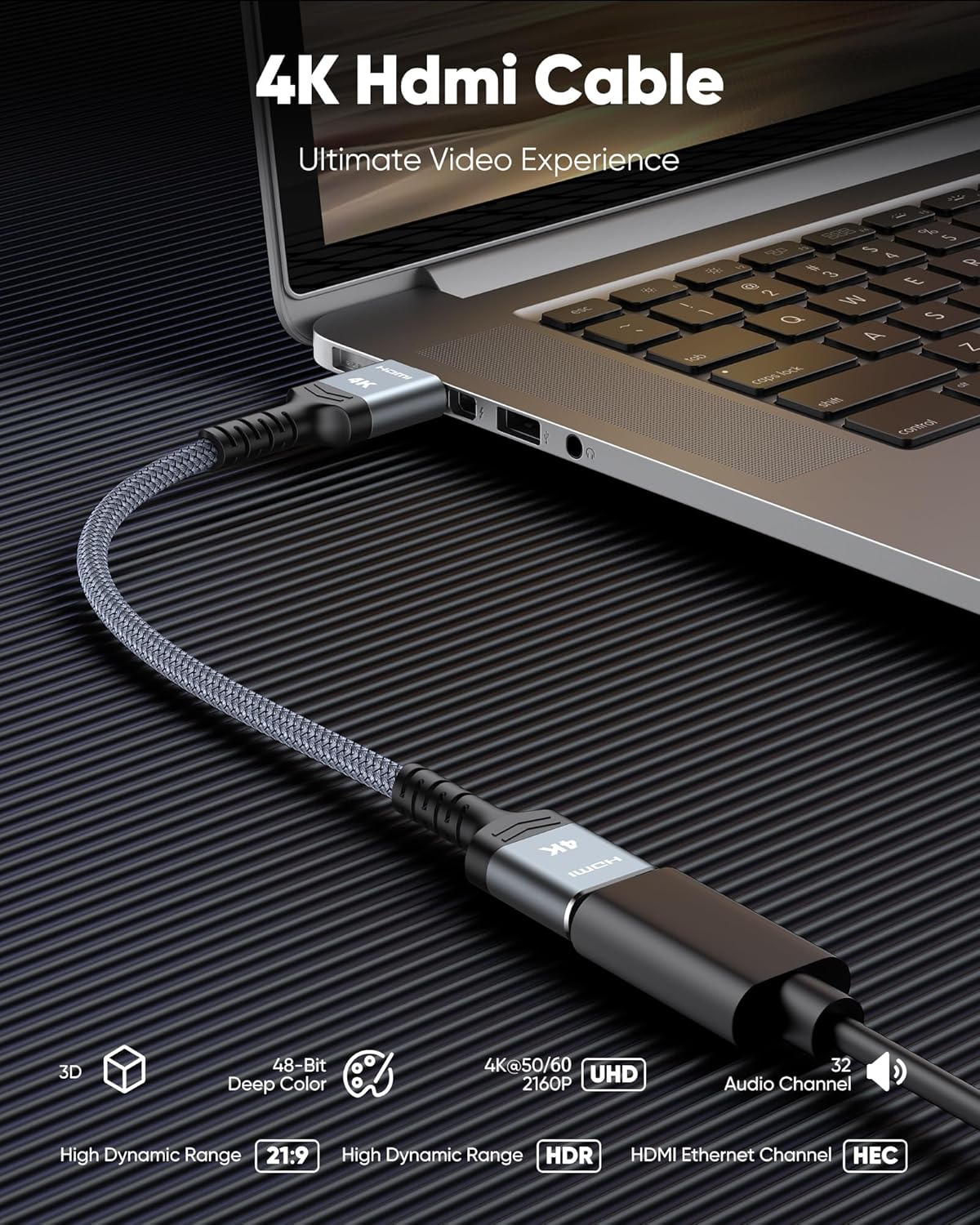 1.06ft 0.69ft 4K 3D, 2.2, Highwings Short HDMI Cable, Total Length, Cable Length, HDR Braided HDMI Cord, HDMI Cord High