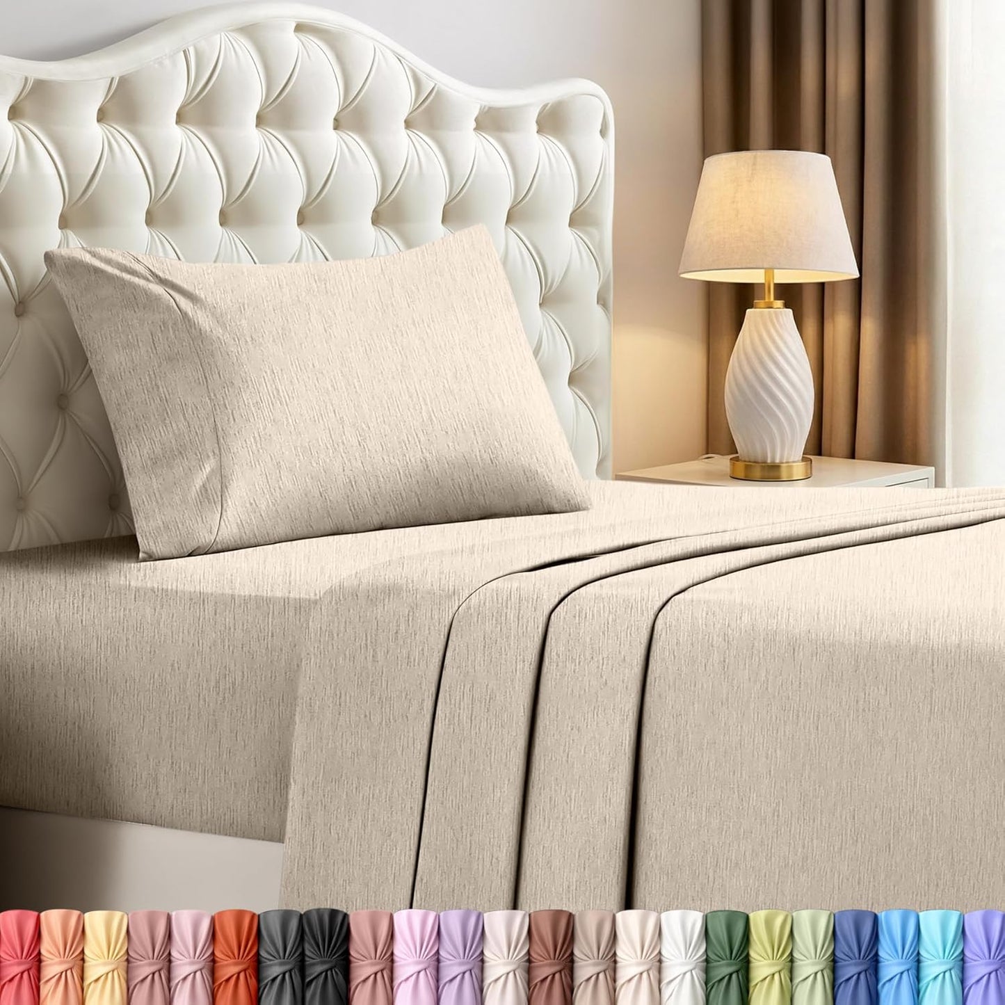 Utopia Bedding Twin Sheet Set - Soft & Breathable 3-Piece Microfiber Bed Sheets | Oeko-Tex Certified (Heather Beige)