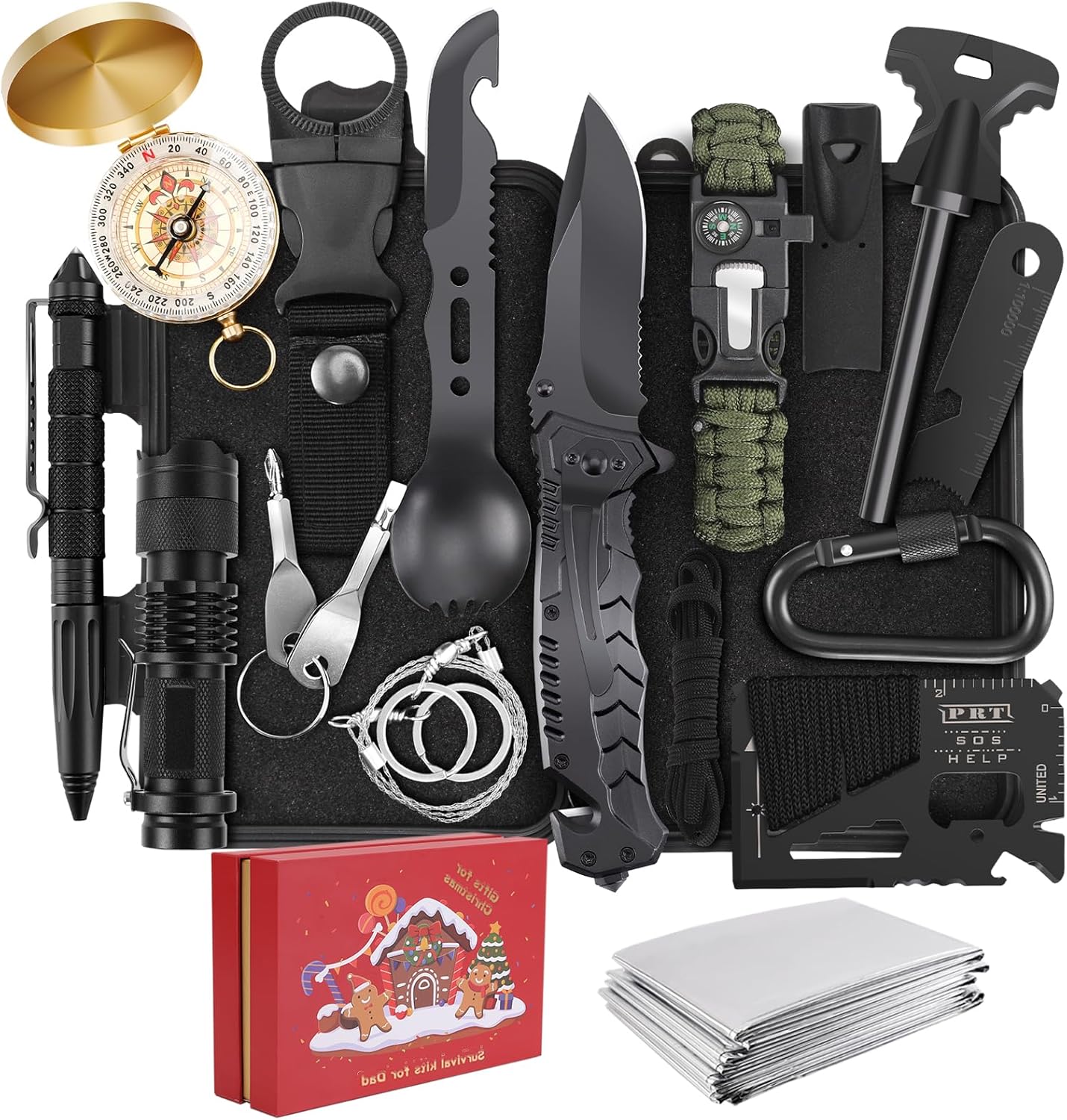 Survival Gear 17-in-1 Kit | Essential Tools for Fishing, Hunting & Camping | Perfect Christmas Gift