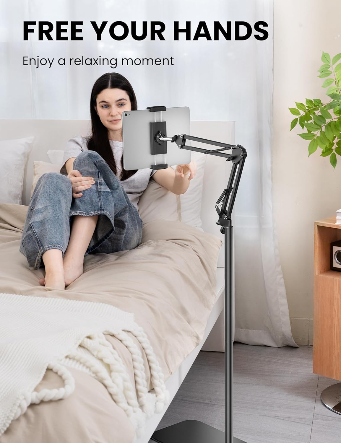 SteelStorm 360-Degree 4.7~12.9 Tablet Floor Stand, Rotatable Metal Tablet Holder Stand, Adjustable Height and Angle