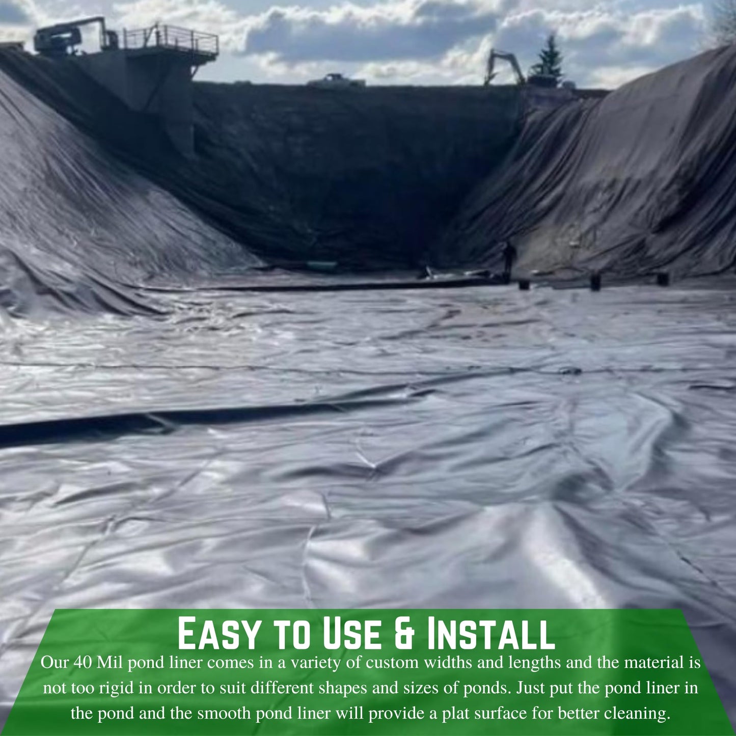 Farm Plastic Supply - 40 Mil Black Pond Liner - Pond Liner, Water Containment Liner, Containment Liner, 40 Mil Fish Pond LLDPE for Outdoor Ponds (12.5' x 10')