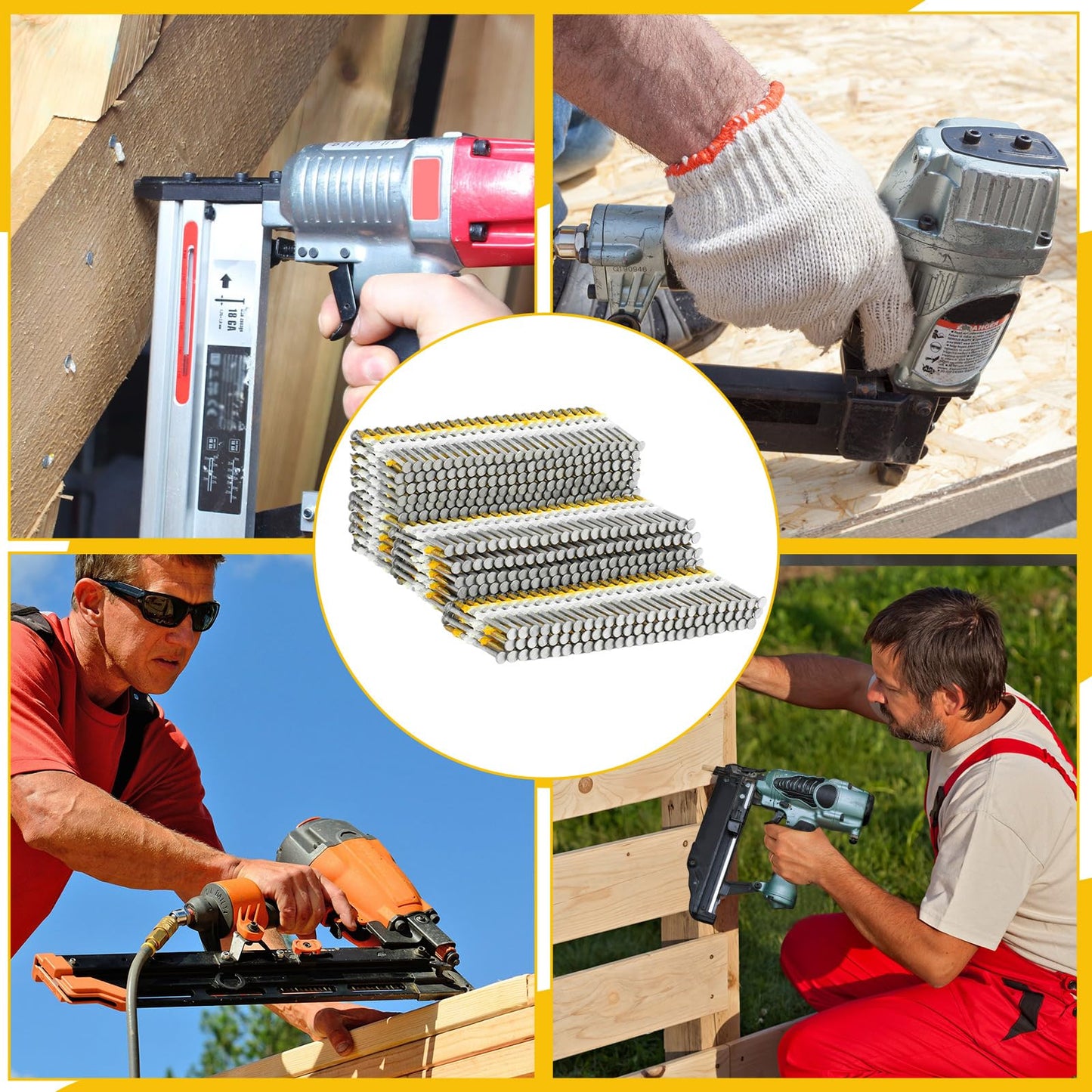 Therwen 2500 Count 3 Inch x 0.120 Inch Framing Nails, 21 Degree, Flat D Head, Galvanized, Ring Shank, Plastic Row Fixed, 21 Degree Framing Nails for Use in All Pressure Treated Lumber