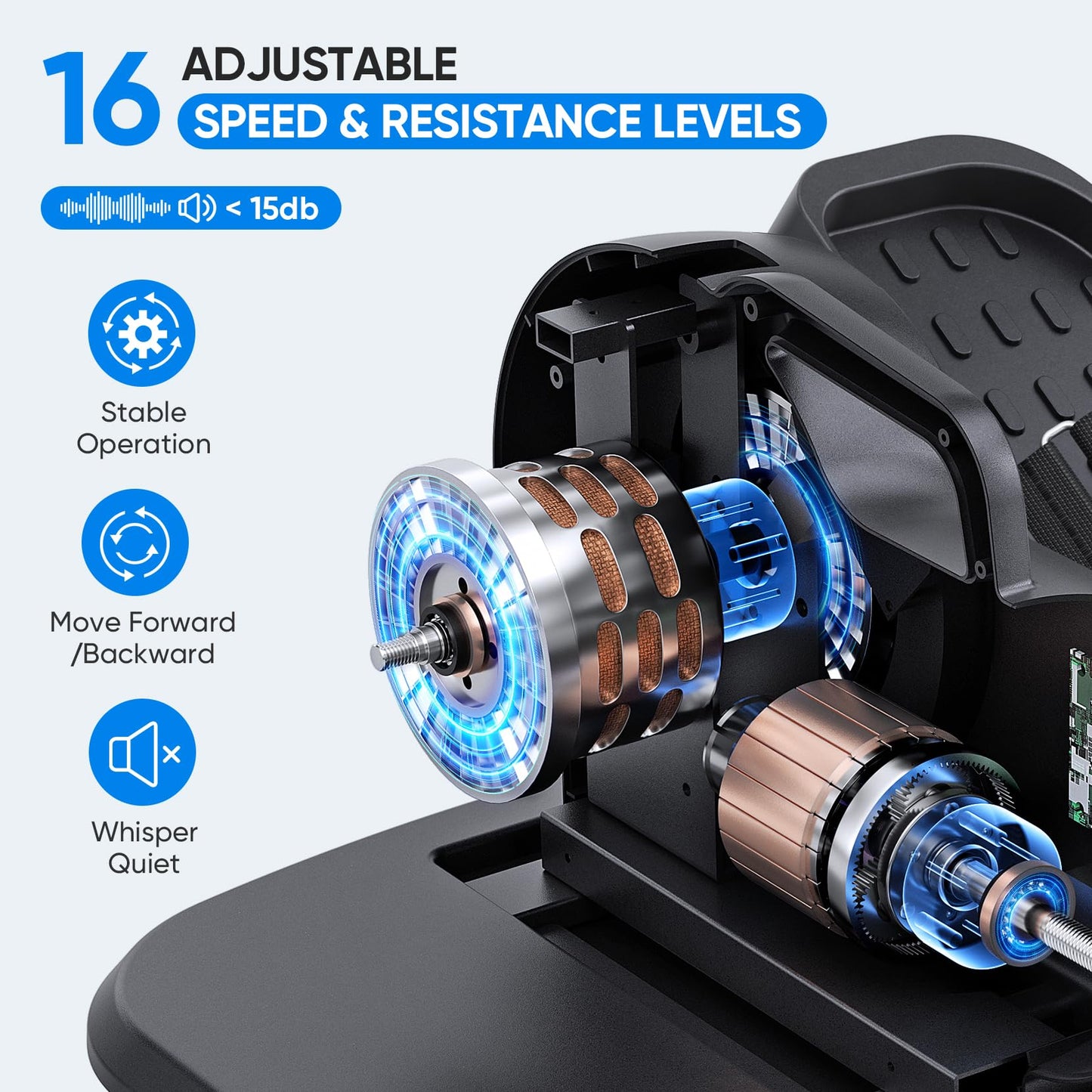 Under Desk Elliptical Machine, 3-in-1 THERUN Electric Leg Exerciser for Seniors, Fully Assembled Portable Seated Pedal Exerciser w/Remote Control, 16-Level Speeds & Resistance