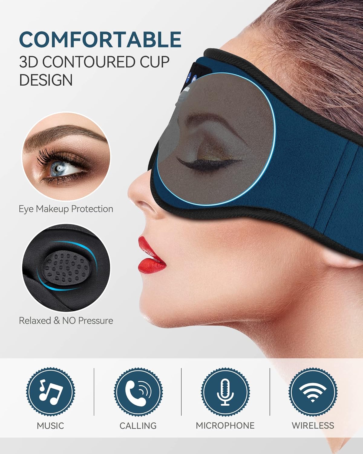 MUSICOZY 5.4 Sleep Headphones Bluetooth Headband Sleeping Eye Mask for Mom Women Men Wireless Music Earbuds Earphones