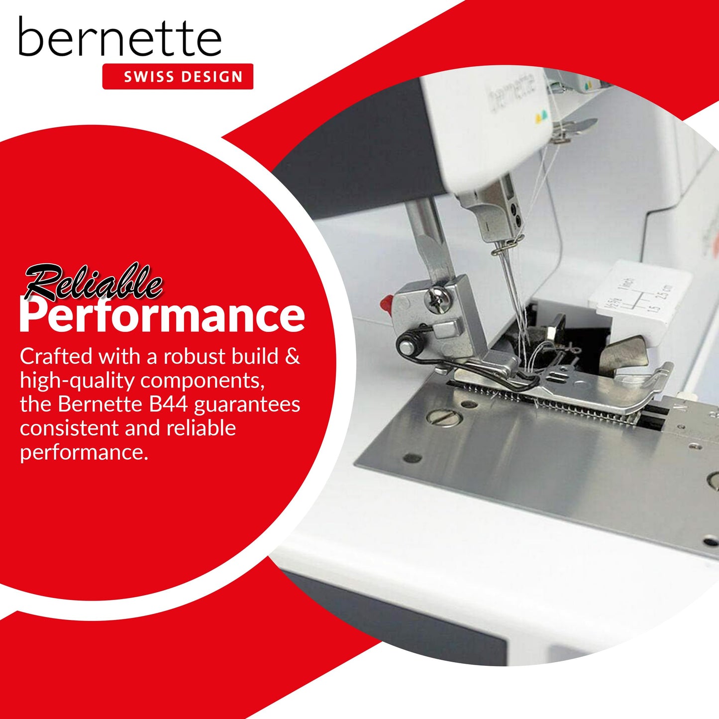 Bernette B44 Funlock Serger Overlock Machine with 2/3/4 Thread Capability, Differential Feed, and Color-Coded Threading