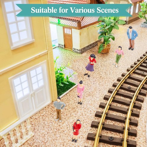 Namalu Miniature People Figurines - 14 Pcs 1:25 Scale Painted Model Train & Dollhouse Figures
