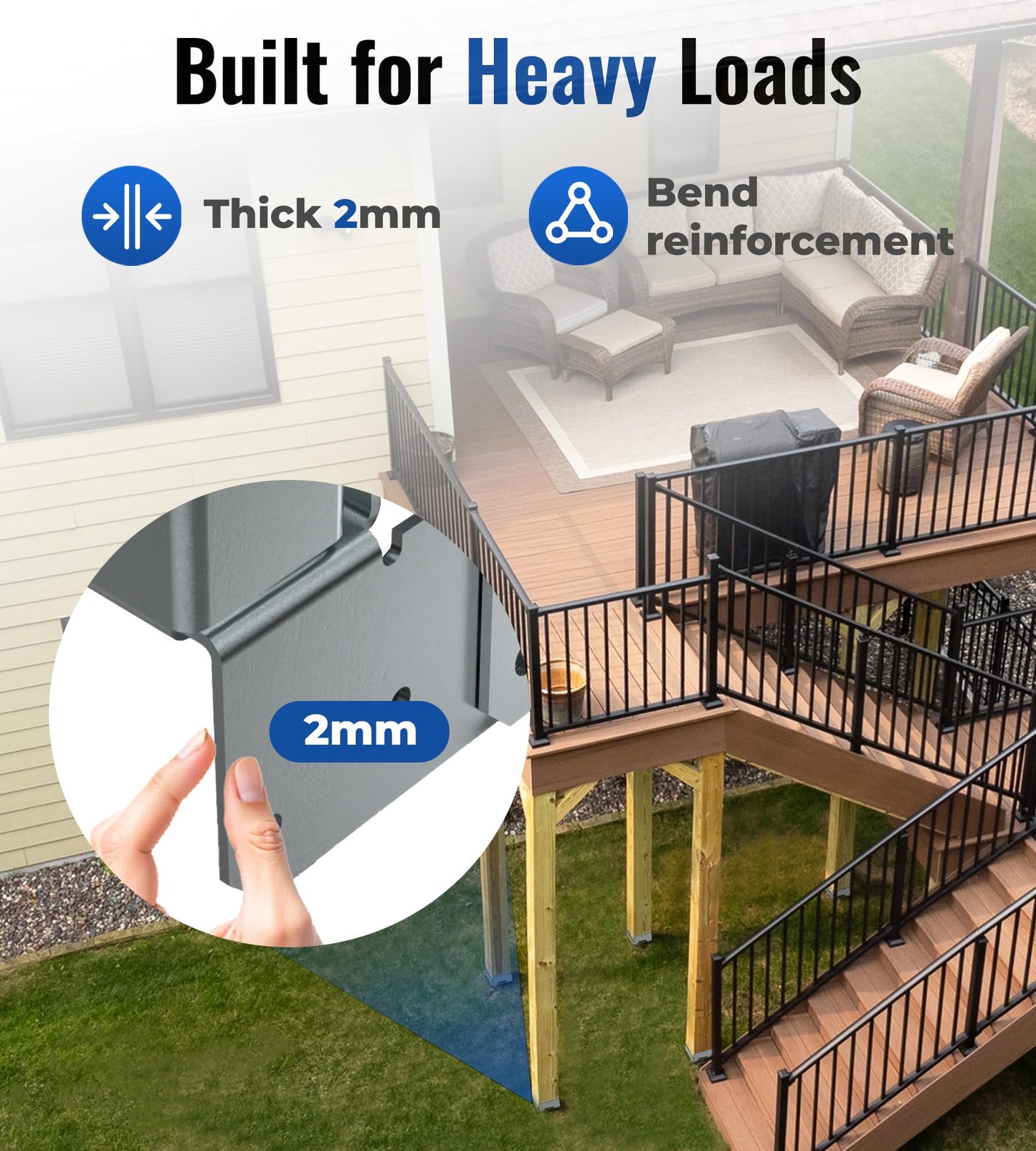 vikofan 10-Pack 6x6 Post Base Heavy Duty - Galvanized Steel Deck Post Bracket for Ground Contact, Lift Post 1" - Fits True 6x6 Wood Posts for Decks, Pergolas, Fences (Outdoor Post Anchor)