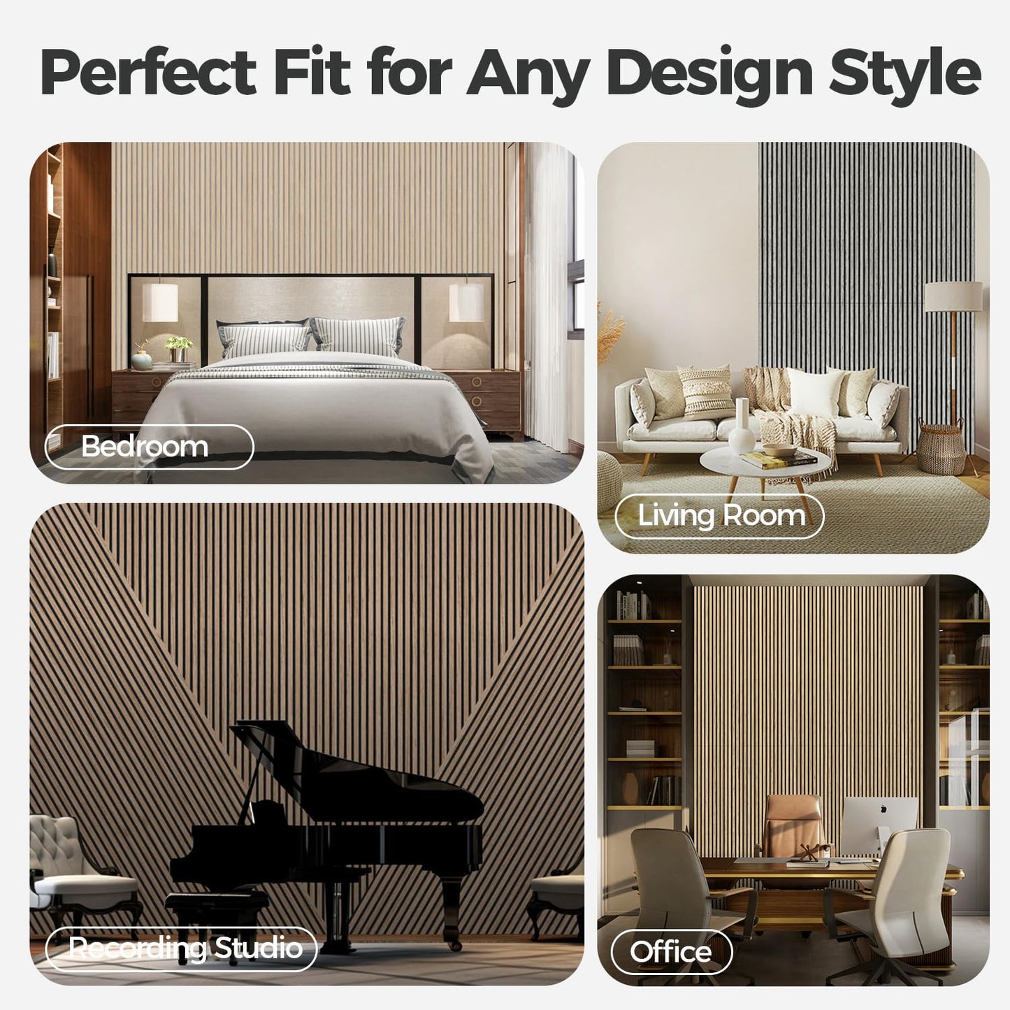 AKUMAX 4 Pack Acoustic Panels,Wood Slat for Wall and Ceiling-Art Acoustic Foam Panels 96x24Inches 3D Wall Panels High Density Sound Dampening Panels (Walnut, 4pcs-24in*48in)