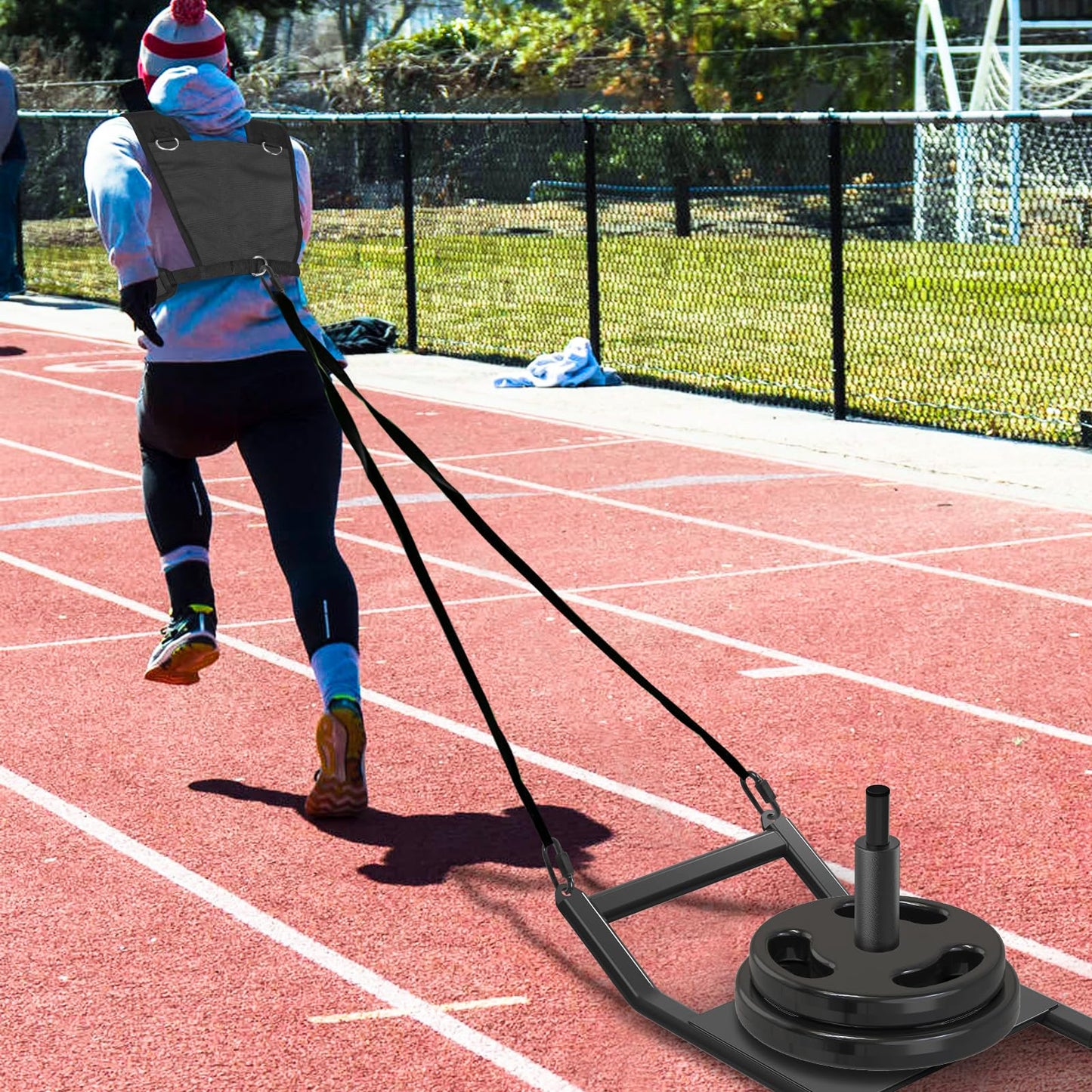 Dolibest Sled Harness for Fitness Resistance, Works with Tire, Sled and Parachute -Adjust Padded Shoulder Strap, Durable and Comfortable, Ideal for Running, Football Speed and Strength Training -Black
