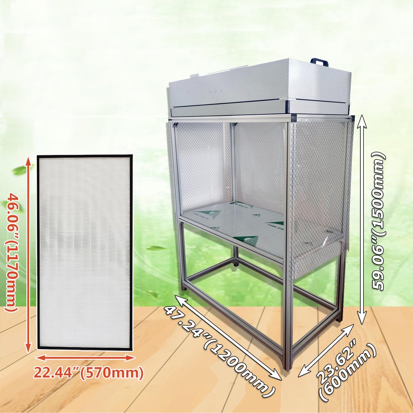 INTSUPERMAI Vertical Laminar Flow Hood Air Flow Clean Bench Workstation with HEPA Aluminum Blade Fan Rated Air Volume 706cfm Dust Free Room Workshop for Dust Free Work Operatiom 110V