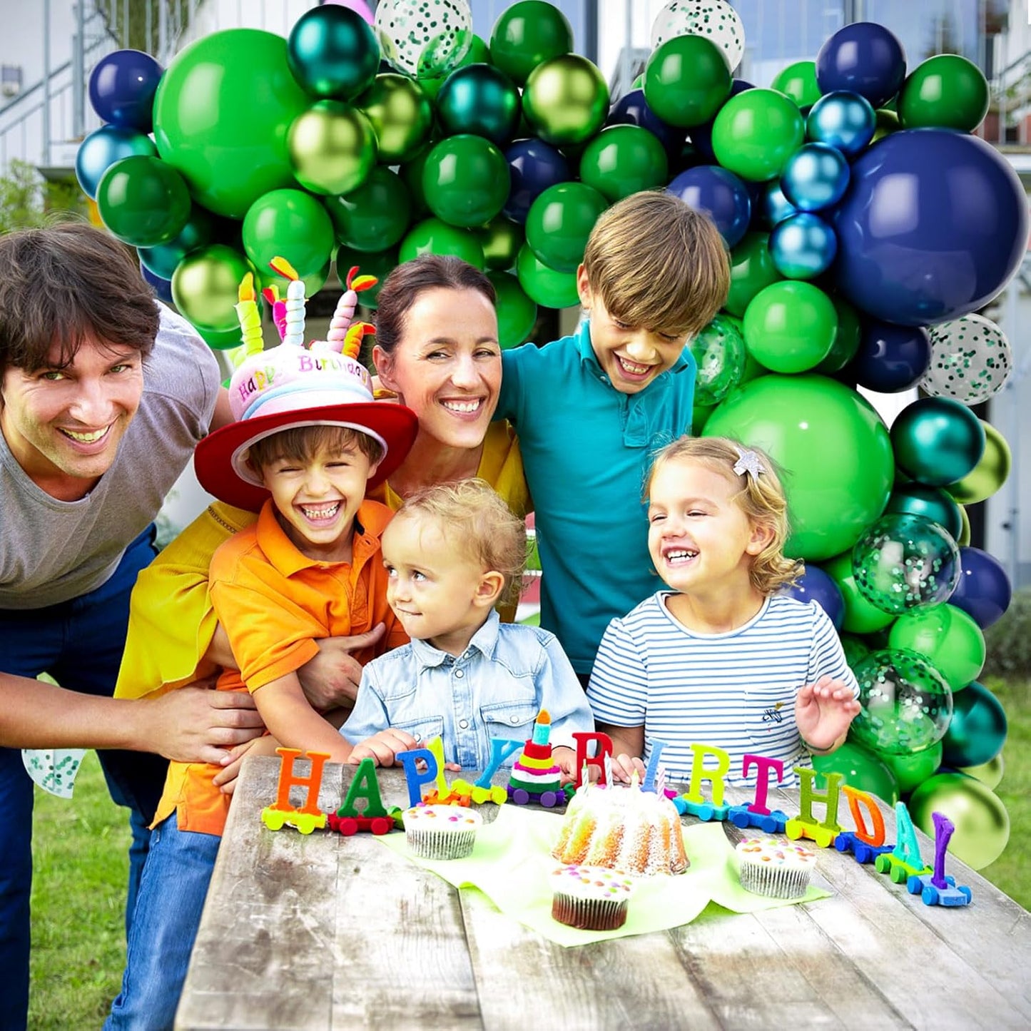 Skiennix Balloon Garland Arch Kit - Dark Blue & Green Latex Balloons | Confetti Balloons for Weddings & Parties