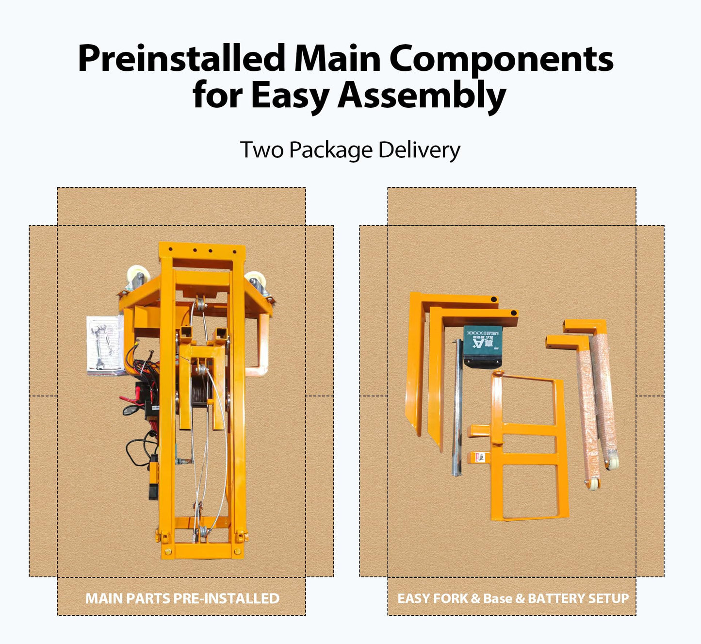 CareArise Electric Material Lift Pallet Stacker| 660lbs Capacity Forklift | 47.24" Max Remote Control Lift | Adjustable Forks&Base | Ideal for Warehouse, Garage, Logistics丨Battery Powered Forklift
