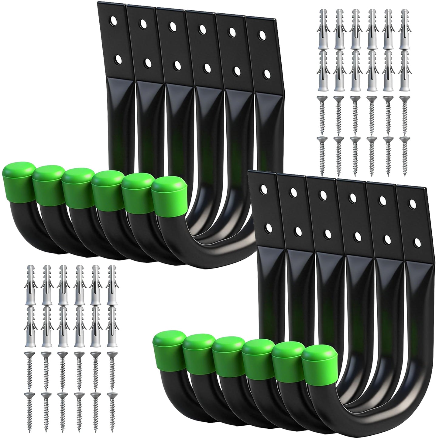 SWANLAKE Heavy Duty Garage Storage Utility Hooks, Utility Hooks for Garage Wall,Color Black (12PCS)