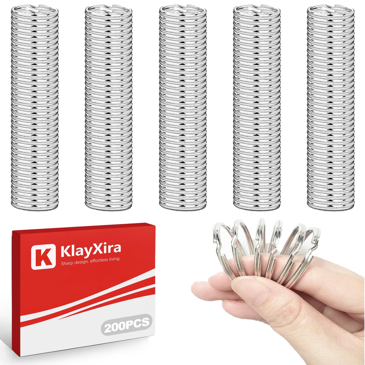 KlayXira 200 Pack Wire Keychain Cable, Large Secure Metal Key Ring, Easy Open Keychain Loop for Luggage Tag Loops and Holder, Versatile Cable Ring and Luggage Tag Strap for Crafts, Silver