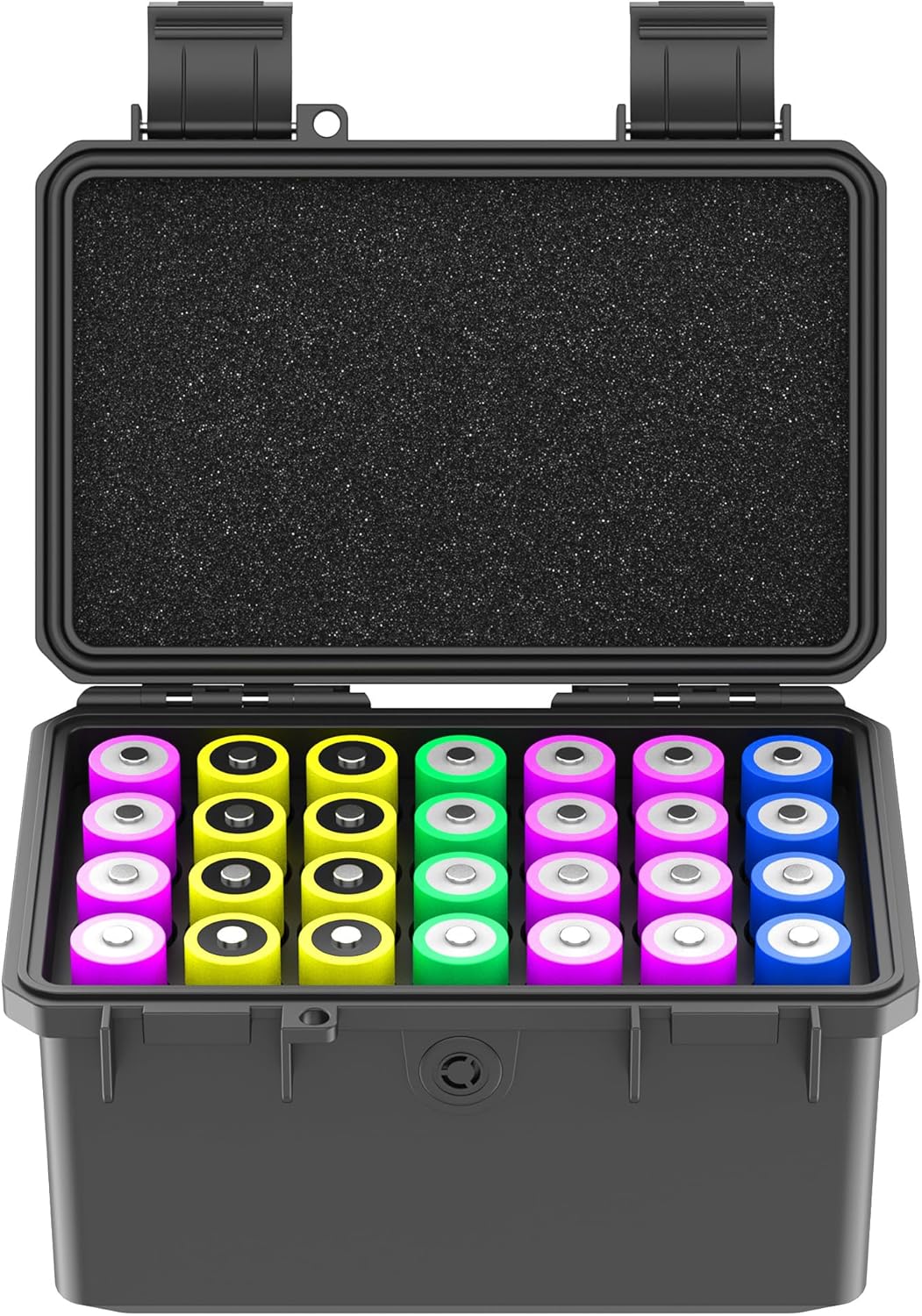 KIWIFOTOS 28 18650 IP67 Slots Battery Organizer Case, Waterproof Protective Hard Case, Explosionproof Shockproof