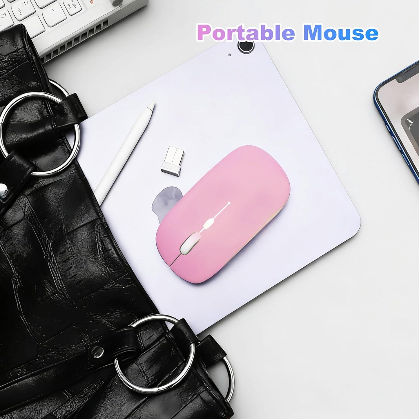 AZTZATZ 5.2 2.4G Wireless Bluetooth Mouse Rechargeable Long Lasting Dual Mode - BT & Silent RGB LED Mice, Slim Portable