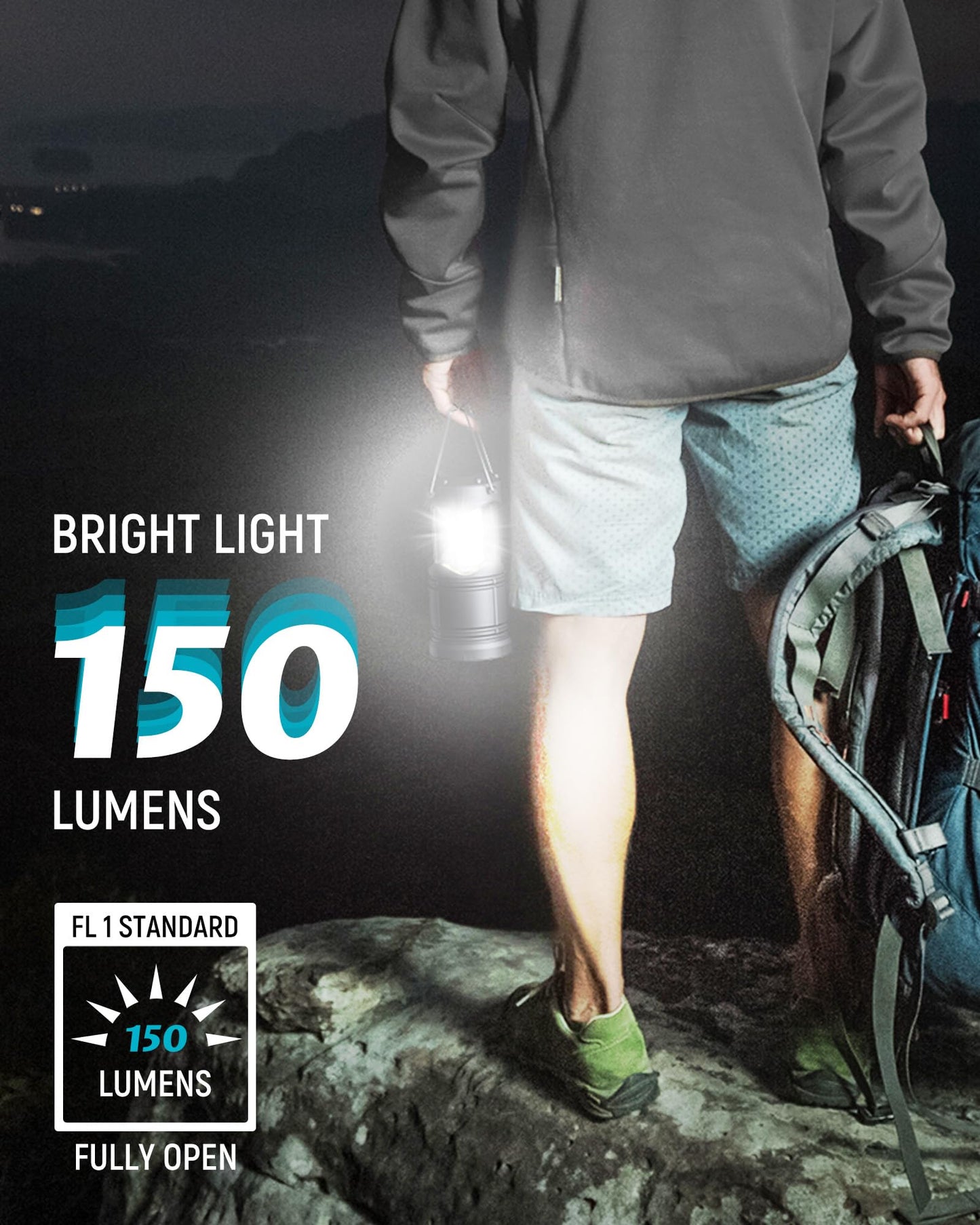Lichamp LED Camping Lanterns 4 Pack, Battery Powered, Portable, Medium Size, Black, Model A4BK